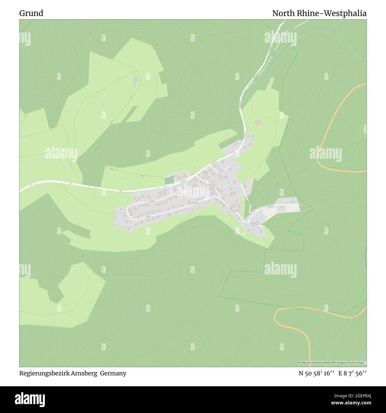 Grund, Regierungsbezirk Arnsberg, Deutschland, Nordrhein-Westfalen, N 50 58' 16'', E 8 7' 56'', Karte, Timeless Map veröffentlicht 2021. Reisende, Entdecker und Abenteurer wie Florence Nightingale, David Livingstone, Ernest Shackleton, Lewis and Clark und Sherlock Holmes haben sich bei der Planung von Reisen zu den entlegensten Ecken der Welt auf Karten verlassen.Timeless Maps kartiert die meisten Orte auf der Welt und zeigt die Verwirklichung großer Träume Stockfoto