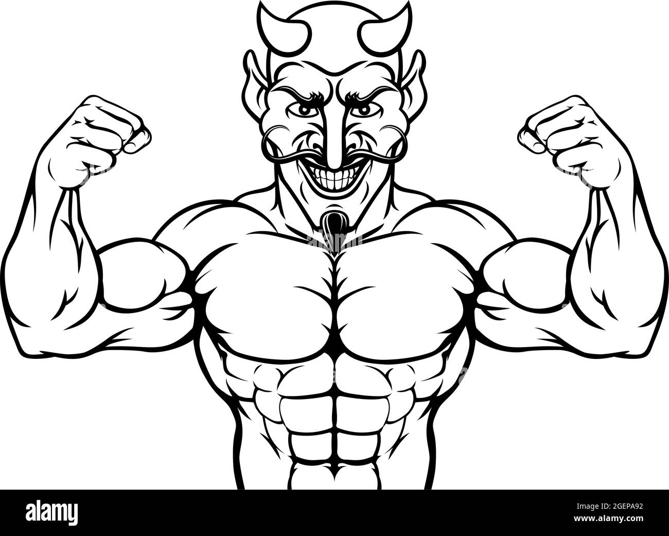 Teufel Sport Maskottchen Zeichentrickfigur Stock Vektor