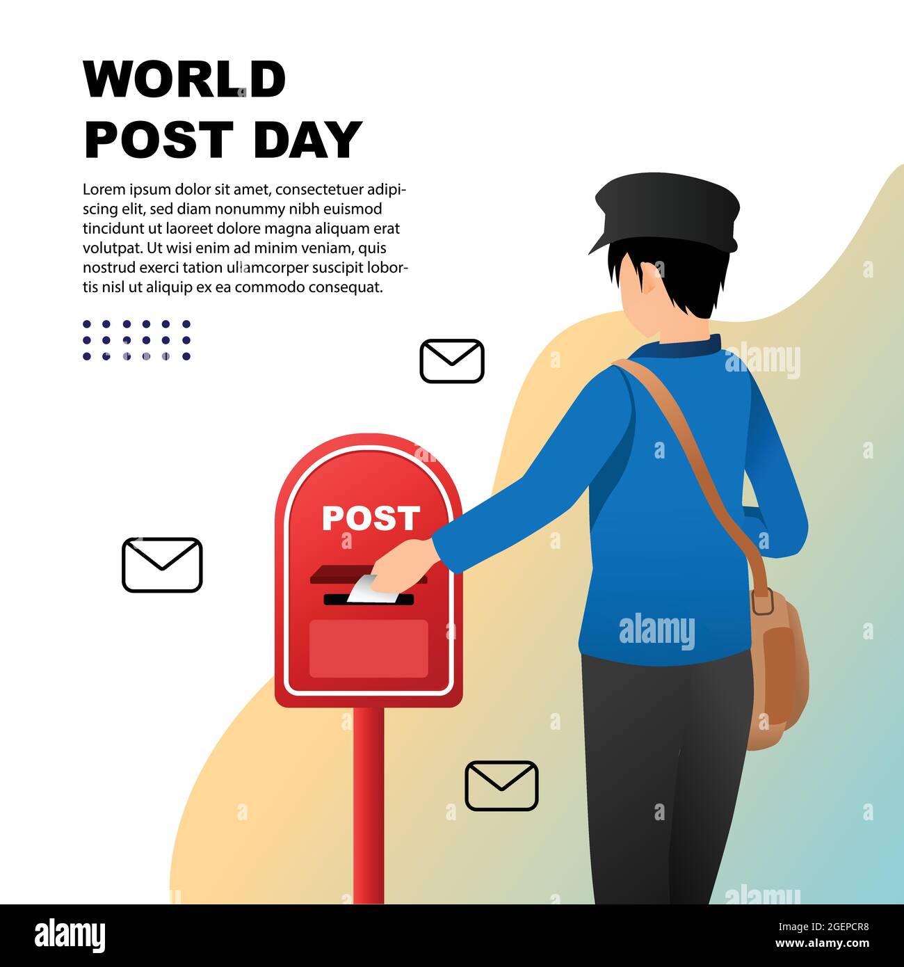 Welt Post Day Vektor Illustration modernes flaches Design Stock Vektor