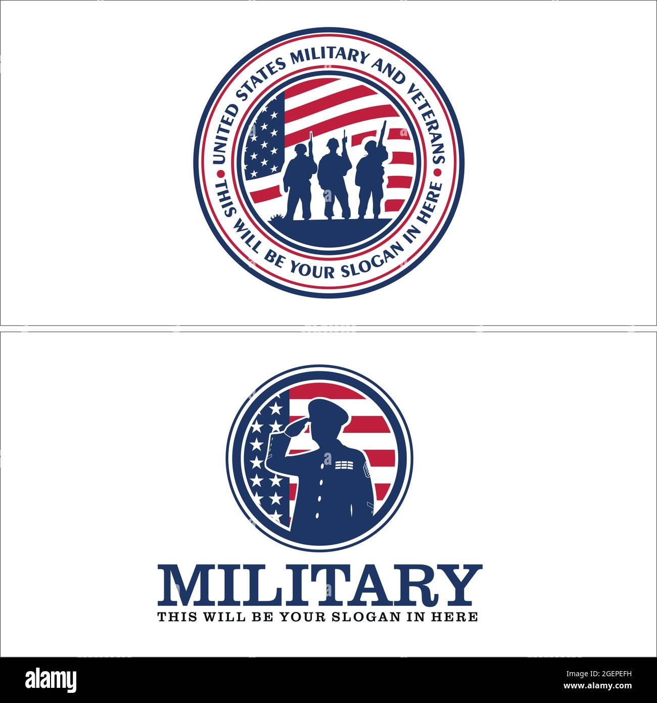 Logo-Design des Militäremblems der Vereinigten Staaten Stock Vektor