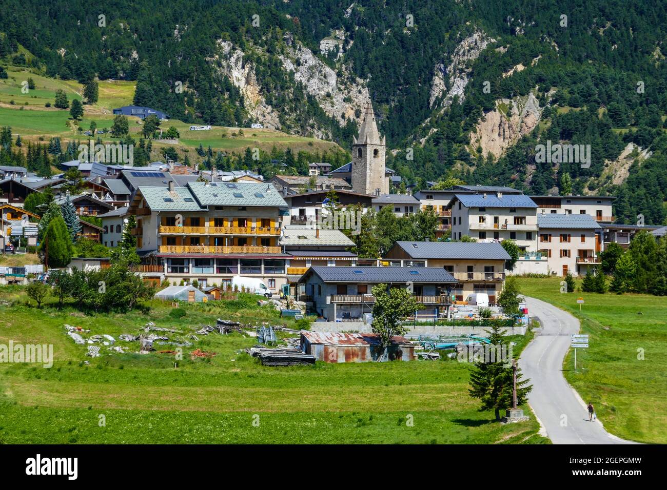 Die Bergstadt Aussois in der Region Savoie in Südfrankreich, Vanoise Nationalpark Stockfoto