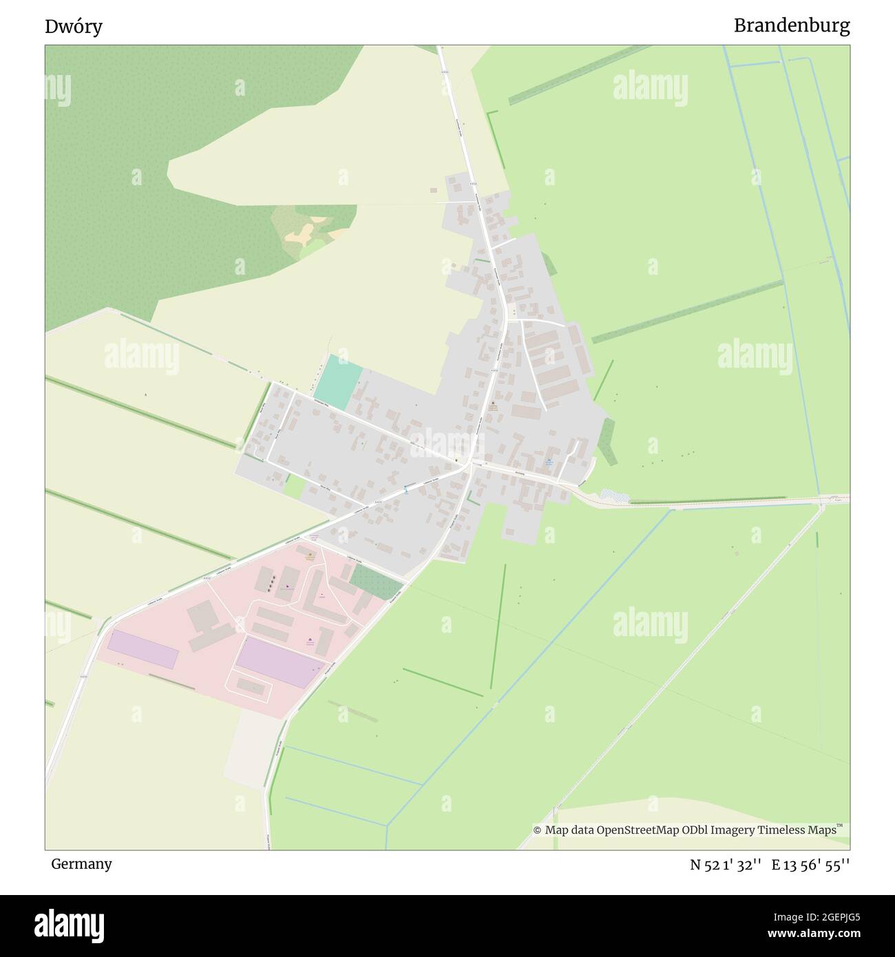 Dwóry, Deutschland, Brandenburg, N 52 1' 32'', E 13 56' 55'', map, Timeless Map veröffentlicht 2021. Reisende, Entdecker und Abenteurer wie Florence Nightingale, David Livingstone, Ernest Shackleton, Lewis and Clark und Sherlock Holmes haben sich bei der Planung von Reisen zu den entlegensten Ecken der Welt auf Karten verlassen.Timeless Maps kartiert die meisten Orte auf der Welt und zeigt die Verwirklichung großer Träume Stockfoto