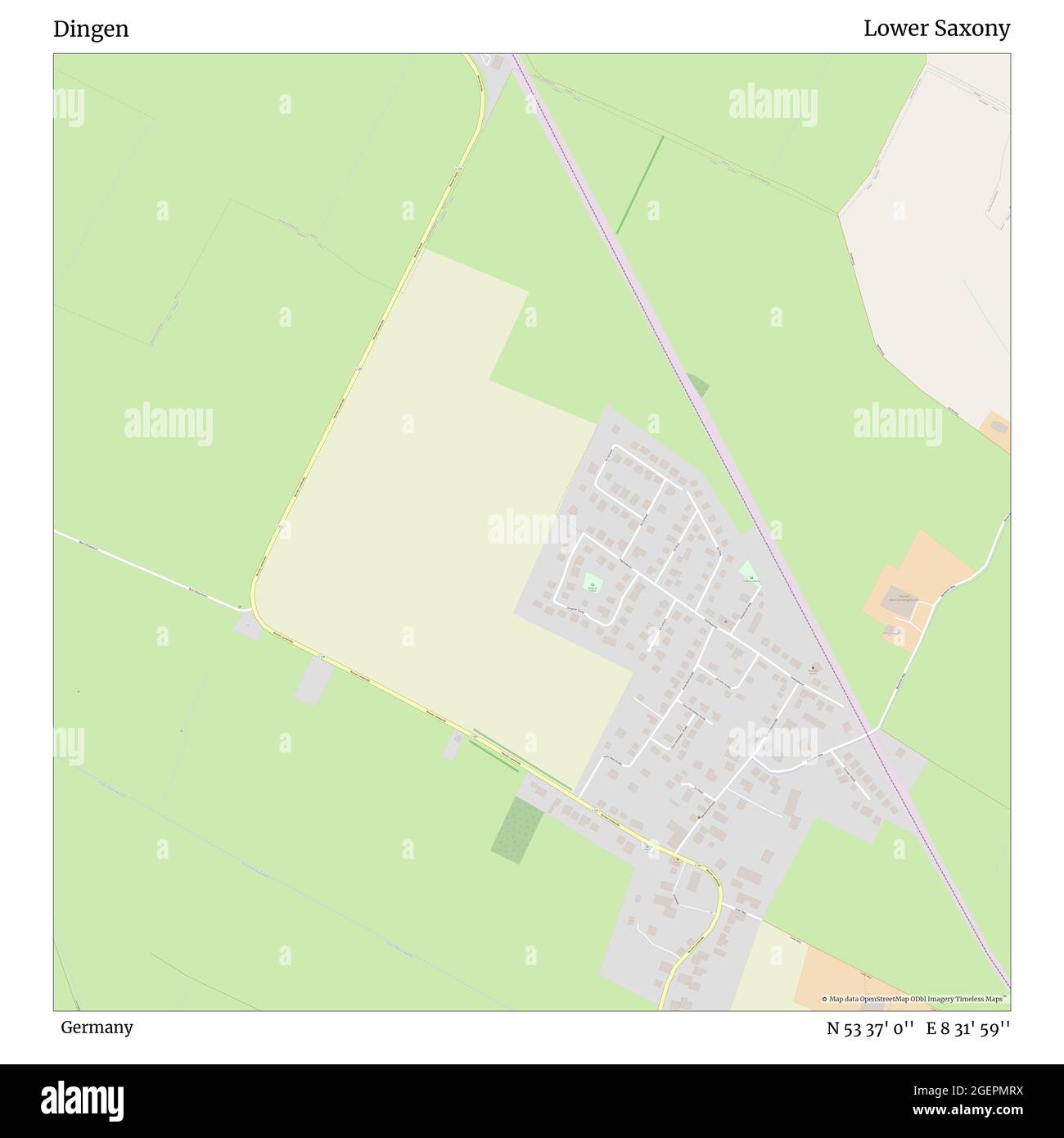 Dingen, Deutschland, Niedersachsen, N 53 37' 0'', E 8 31' 59'', Karte, Timeless Map veröffentlicht im Jahr 2021. Reisende, Entdecker und Abenteurer wie Florence Nightingale, David Livingstone, Ernest Shackleton, Lewis and Clark und Sherlock Holmes haben sich bei der Planung von Reisen zu den entlegensten Ecken der Welt auf Karten verlassen.Timeless Maps kartiert die meisten Orte auf der Welt und zeigt die Verwirklichung großer Träume Stockfoto