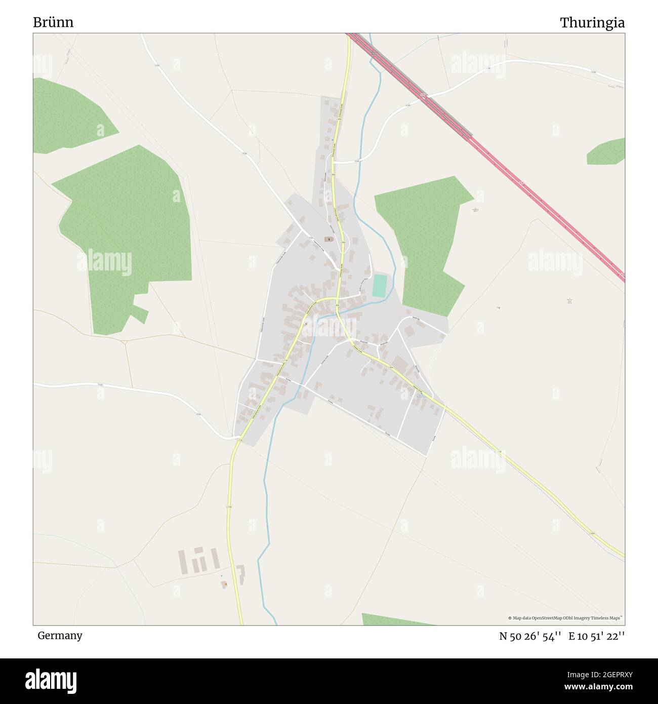 Brünn, Deutschland, Thüringen, N 50 26' 54'', E 10 51' 22'', Karte, Timeless Map veröffentlicht 2021. Reisende, Entdecker und Abenteurer wie Florence Nightingale, David Livingstone, Ernest Shackleton, Lewis and Clark und Sherlock Holmes haben sich bei der Planung von Reisen zu den entlegensten Ecken der Welt auf Karten verlassen.Timeless Maps kartiert die meisten Orte auf der Welt und zeigt die Verwirklichung großer Träume Stockfoto