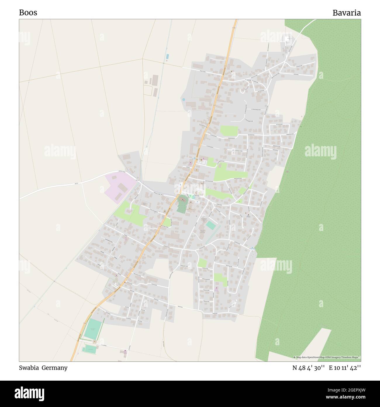 Boos, Schwaben, Deutschland, Bayern, N 48 4' 30'', E 10 11' 42'', Karte, Timeless Map veröffentlicht 2021. Reisende, Entdecker und Abenteurer wie Florence Nightingale, David Livingstone, Ernest Shackleton, Lewis and Clark und Sherlock Holmes haben sich bei der Planung von Reisen zu den entlegensten Ecken der Welt auf Karten verlassen.Timeless Maps kartiert die meisten Orte auf der Welt und zeigt die Verwirklichung großer Träume Stockfoto