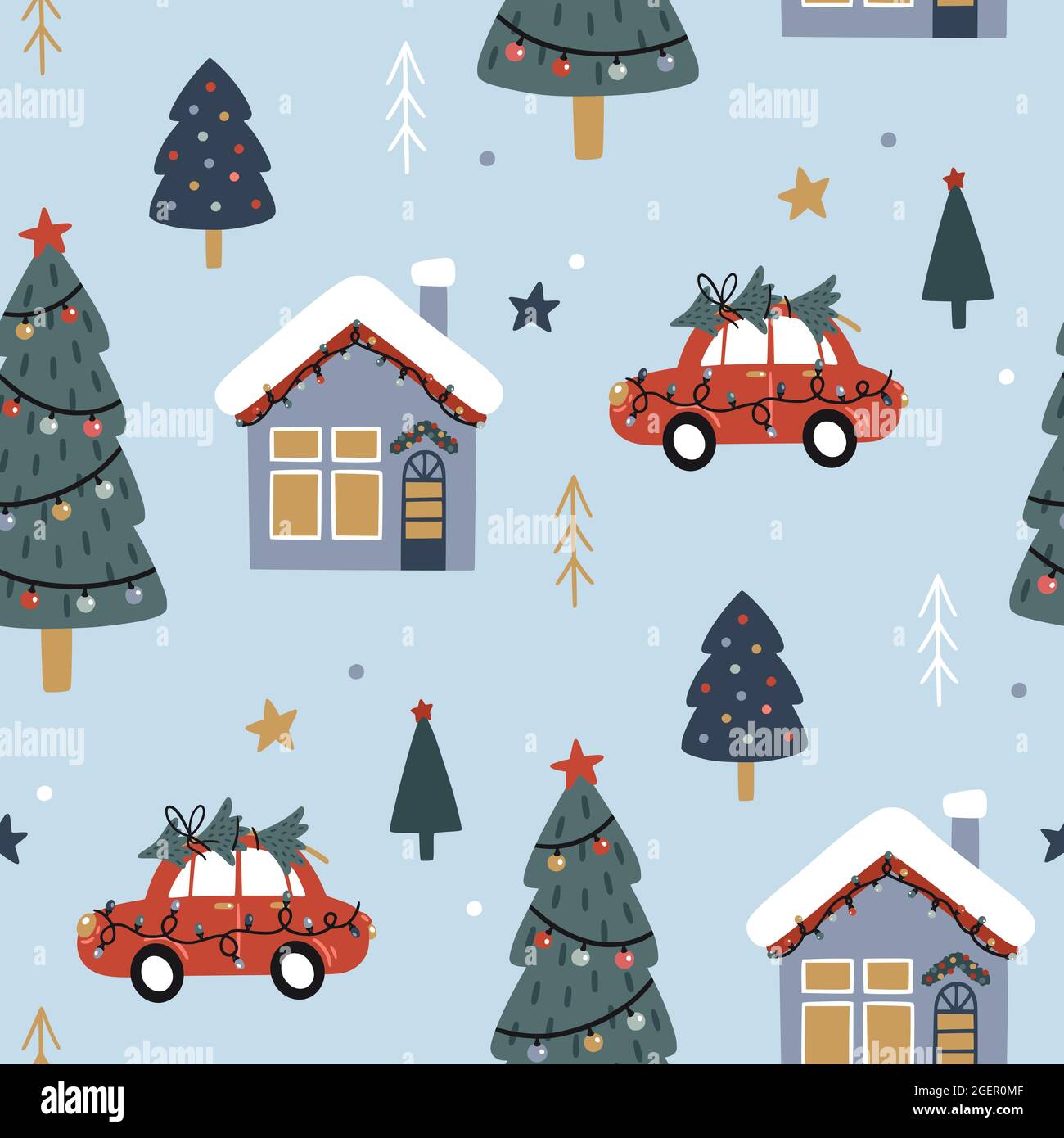 Festliches Deko Auto Rot Mit Weihnachtsbaum Auf Dem Dach