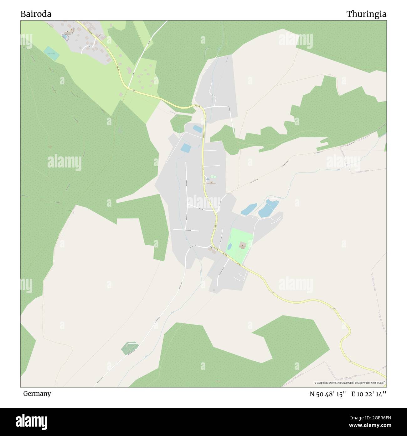 Bairoda, Deutschland, Thüringen, N 50 48' 15'', E 10 22' 14'', Karte, Timeless Map veröffentlicht 2021. Reisende, Entdecker und Abenteurer wie Florence Nightingale, David Livingstone, Ernest Shackleton, Lewis and Clark und Sherlock Holmes haben sich bei der Planung von Reisen zu den entlegensten Ecken der Welt auf Karten verlassen.Timeless Maps kartiert die meisten Orte auf der Welt und zeigt die Verwirklichung großer Träume Stockfoto