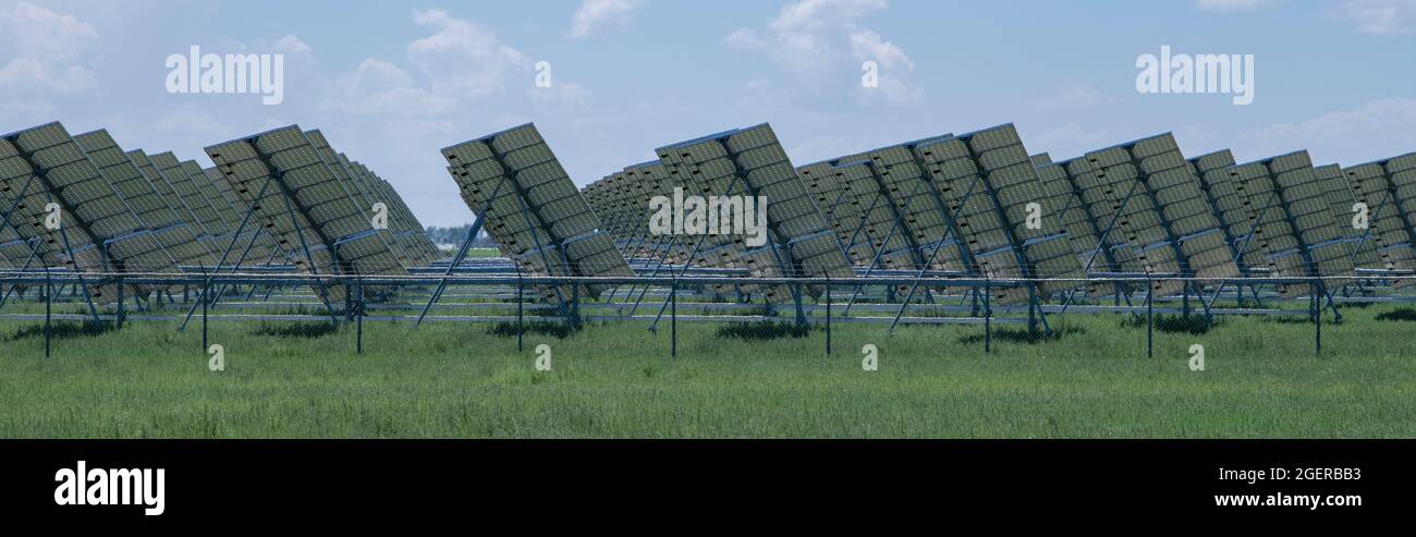 Colorado, San Luis Valley, Mosca. Solarpaneelfarm. Stockfoto