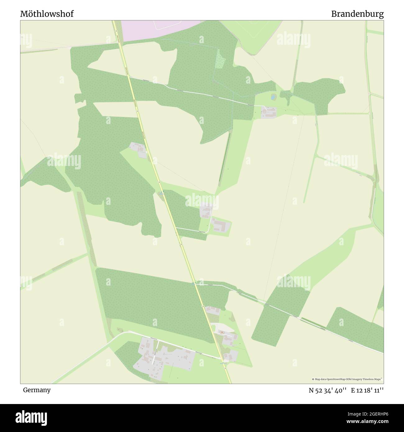 Möthliedshof, Deutschland, Brandenburg, N 52 34' 40'', E 12 18' 11'', Karte, Timeless Map veröffentlicht 2021. Reisende, Entdecker und Abenteurer wie Florence Nightingale, David Livingstone, Ernest Shackleton, Lewis and Clark und Sherlock Holmes haben sich bei der Planung von Reisen zu den entlegensten Ecken der Welt auf Karten verlassen.Timeless Maps kartiert die meisten Orte auf der Welt und zeigt die Verwirklichung großer Träume Stockfoto