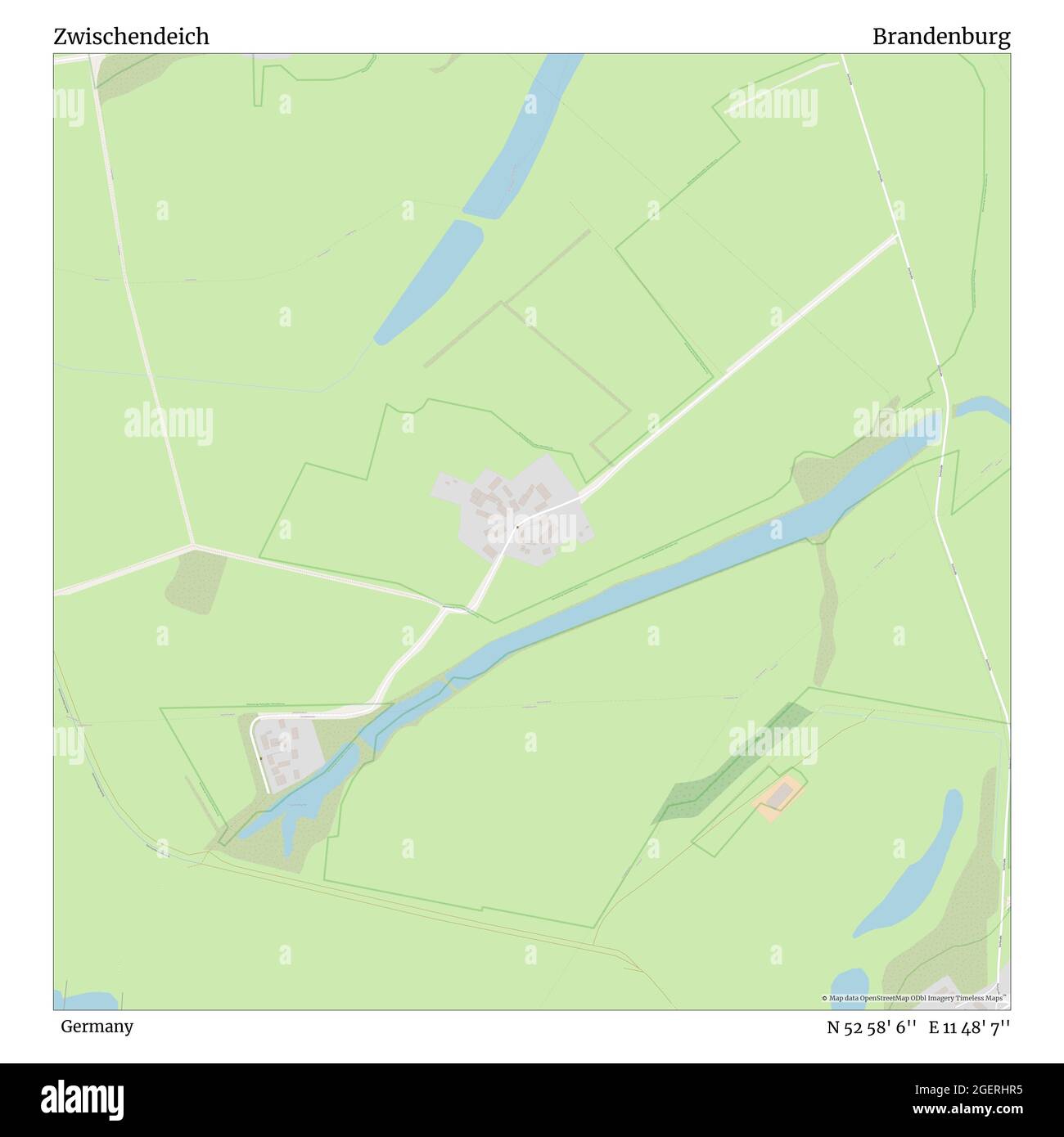 Zwischeneich, Deutschland, Brandenburg, N 52 58' 6'', E 11 48' 7'', Karte, Timeless Map veröffentlicht 2021. Reisende, Entdecker und Abenteurer wie Florence Nightingale, David Livingstone, Ernest Shackleton, Lewis and Clark und Sherlock Holmes haben sich bei der Planung von Reisen zu den entlegensten Ecken der Welt auf Karten verlassen.Timeless Maps kartiert die meisten Orte auf der Welt und zeigt die Verwirklichung großer Träume Stockfoto