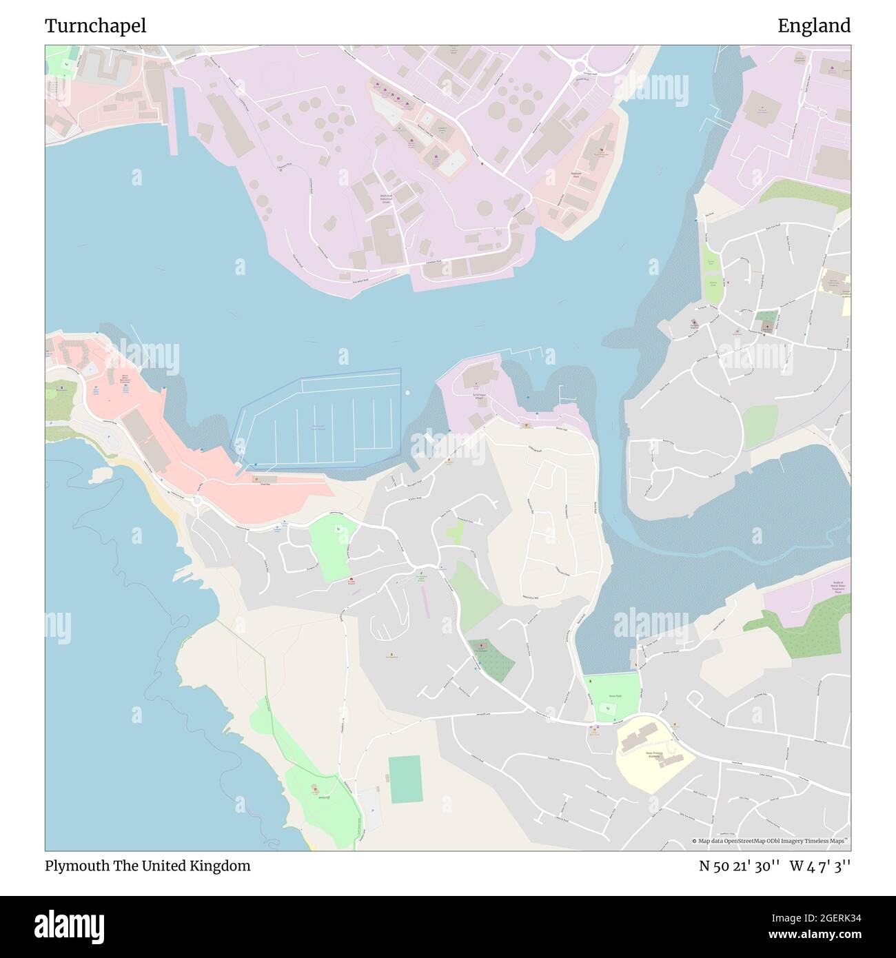 Turnchapel, Plymouth, Großbritannien, England, N 50 21' 30'', W 4 7' 3'', map, Timeless Map veröffentlicht im Jahr 2021. Reisende, Entdecker und Abenteurer wie Florence Nightingale, David Livingstone, Ernest Shackleton, Lewis and Clark und Sherlock Holmes haben sich bei der Planung von Reisen zu den entlegensten Ecken der Welt auf Karten verlassen.Timeless Maps kartiert die meisten Orte auf der Welt und zeigt die Verwirklichung großer Träume Stockfoto