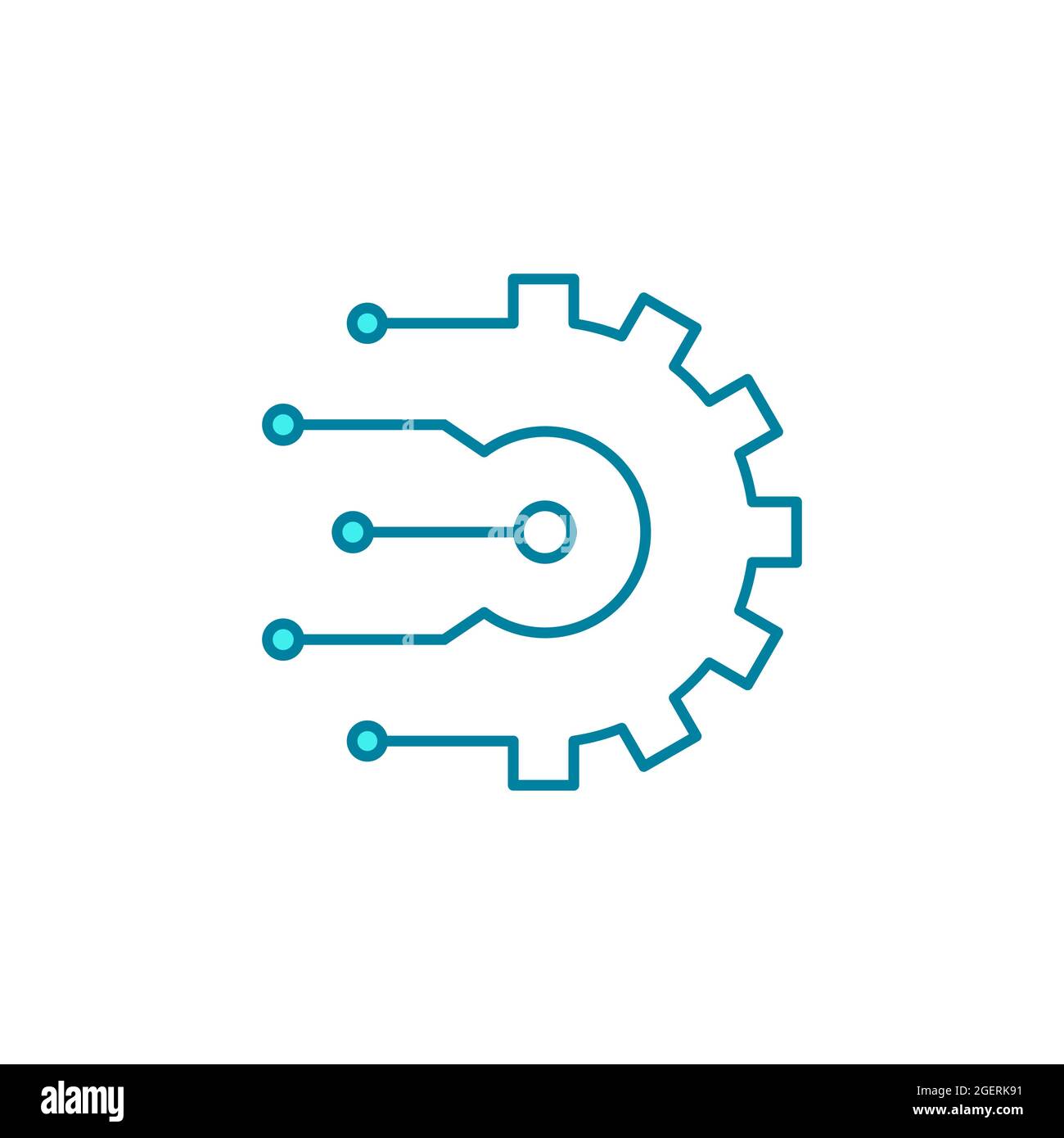 Zahnradsymbol für künstliche Intelligenz. Maschinelles Lernen. Automatisierung und Industrie 4.0 Revolution. Digitale Transformation. Vektorgrafik. Stock Vektor