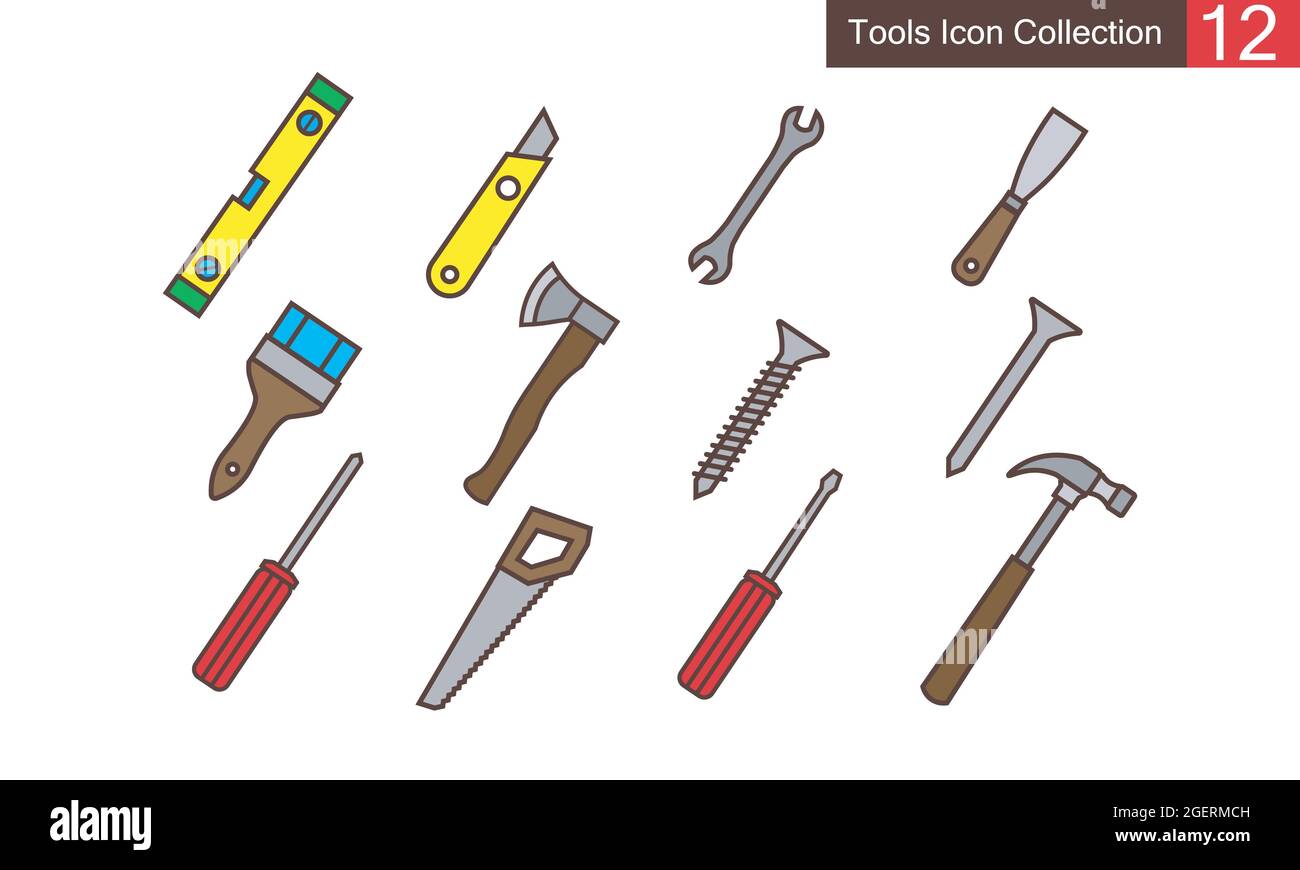 Konstruktions-Tools Symbol einfaches Stil Vektorbild setzen Stock Vektor