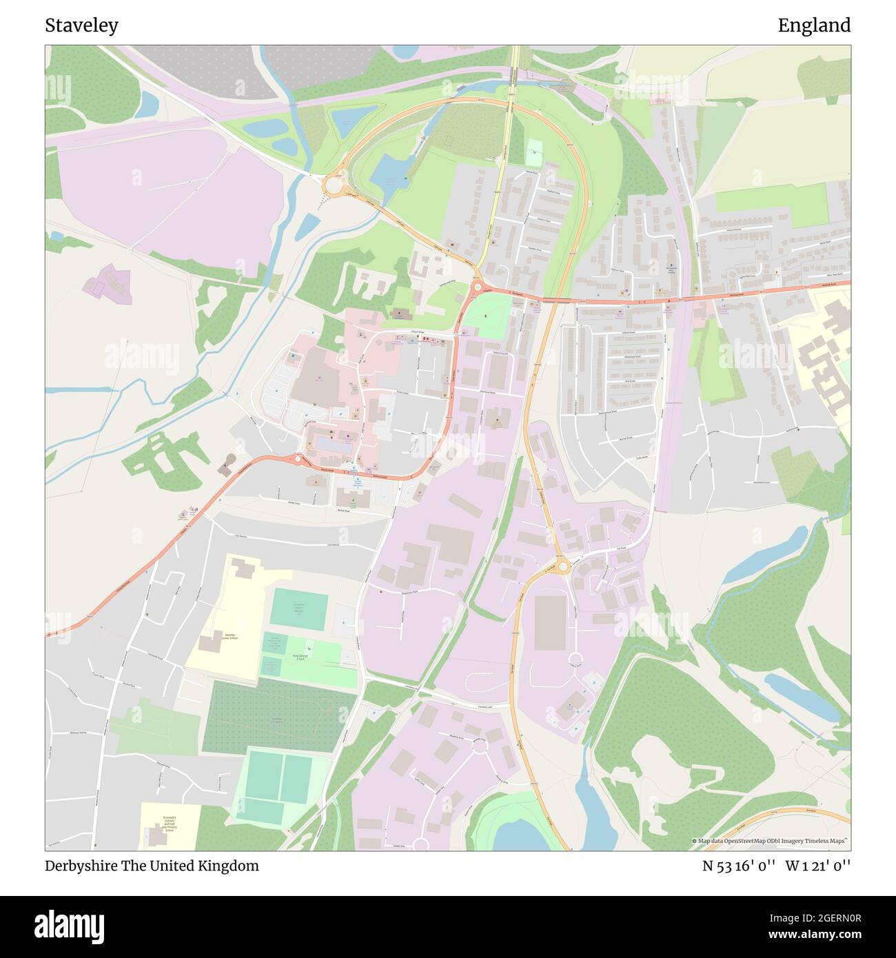 Staveley, Derbyshire, Großbritannien, England, N 53 16' 0'', W 1 21' 0'', map, Timeless Map veröffentlicht im Jahr 2021. Reisende, Entdecker und Abenteurer wie Florence Nightingale, David Livingstone, Ernest Shackleton, Lewis and Clark und Sherlock Holmes haben sich bei der Planung von Reisen zu den entlegensten Ecken der Welt auf Karten verlassen.Timeless Maps kartiert die meisten Orte auf der Welt und zeigt die Verwirklichung großer Träume Stockfoto