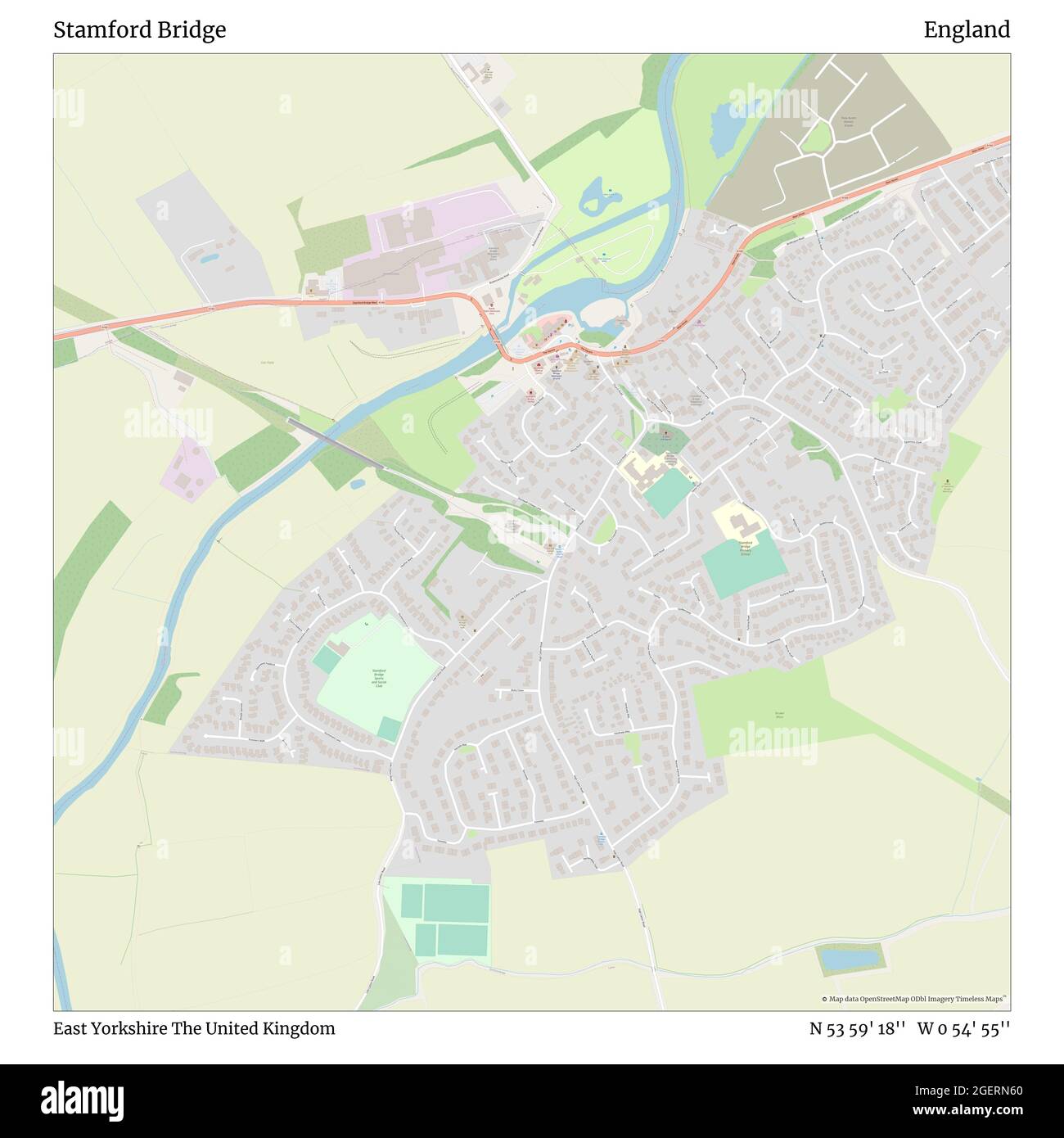 Stamford Bridge, East Yorkshire, Großbritannien, England, N 53 59' 18'', W 0 54' 55'', map, Timeless Map veröffentlicht im Jahr 2021. Reisende, Entdecker und Abenteurer wie Florence Nightingale, David Livingstone, Ernest Shackleton, Lewis and Clark und Sherlock Holmes haben sich bei der Planung von Reisen zu den entlegensten Ecken der Welt auf Karten verlassen.Timeless Maps kartiert die meisten Orte auf der Welt und zeigt die Verwirklichung großer Träume Stockfoto