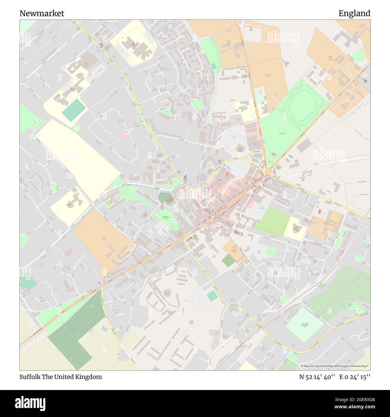 Newmarket, Suffolk, Vereinigtes Königreich, England, N 52 14' 40'', E 0 24' 15'', map, Timeless Map veröffentlicht im Jahr 2021. Reisende, Entdecker und Abenteurer wie Florence Nightingale, David Livingstone, Ernest Shackleton, Lewis and Clark und Sherlock Holmes haben sich bei der Planung von Reisen zu den entlegensten Ecken der Welt auf Karten verlassen.Timeless Maps kartiert die meisten Orte auf der Welt und zeigt die Verwirklichung großer Träume Stockfoto