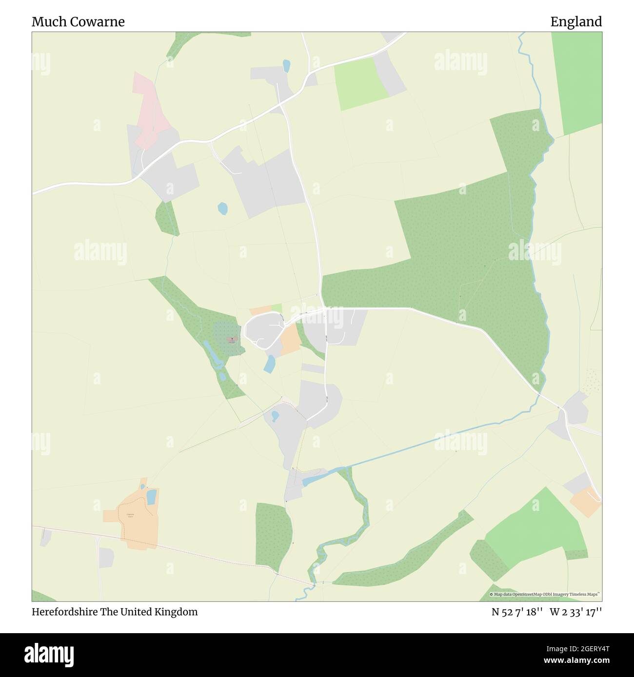 Much Cowarne, Herefordshire, Großbritannien, England, N 52 7' 18'', W 2 33' 17'', map, Timeless Map veröffentlicht im Jahr 2021. Reisende, Entdecker und Abenteurer wie Florence Nightingale, David Livingstone, Ernest Shackleton, Lewis and Clark und Sherlock Holmes haben sich bei der Planung von Reisen zu den entlegensten Ecken der Welt auf Karten verlassen.Timeless Maps kartiert die meisten Orte auf der Welt und zeigt die Verwirklichung großer Träume Stockfoto