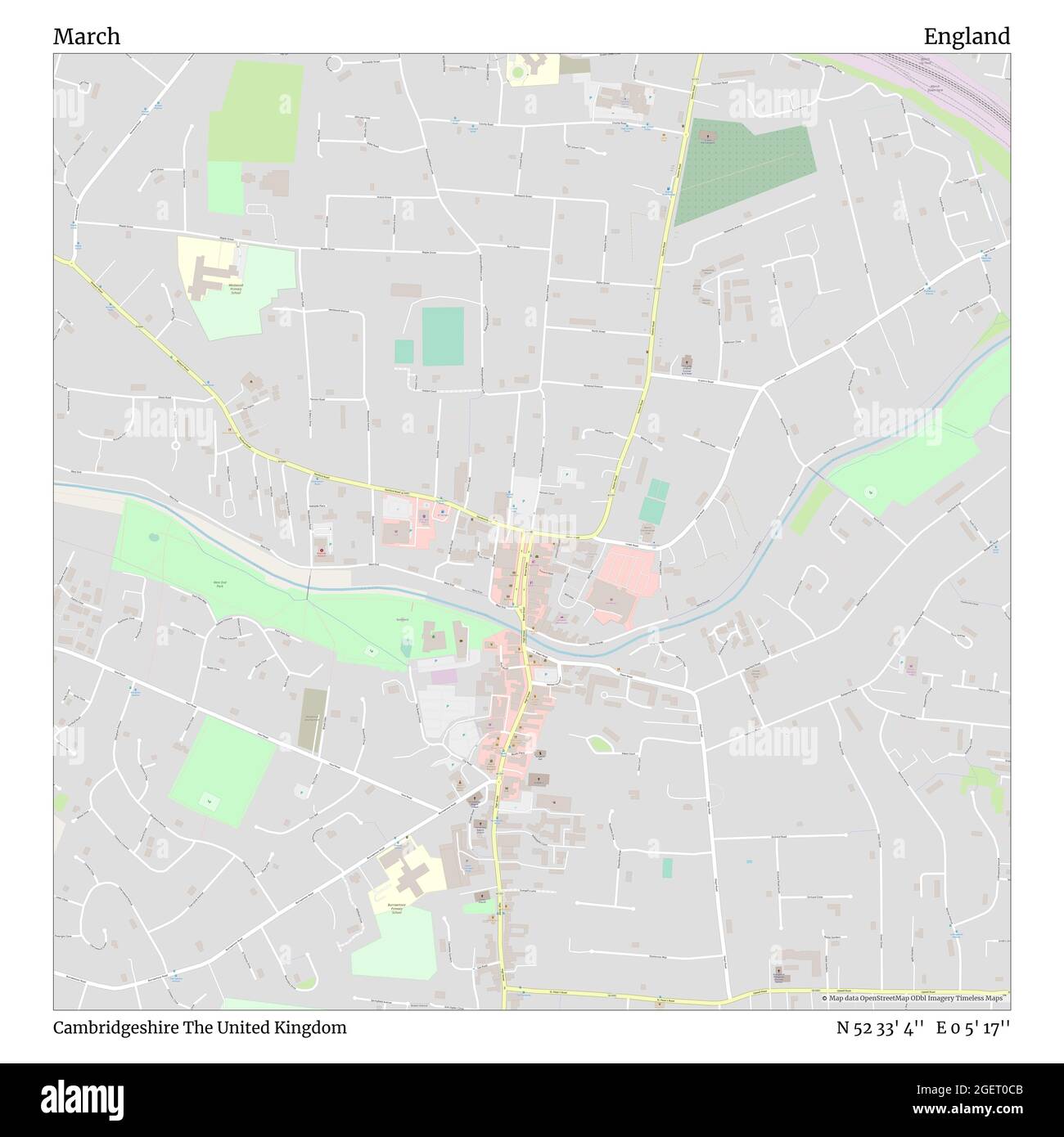 March, Cambridgeshire, Großbritannien, England, N 52 33' 4'', E 0 5' 17'', map, Timeless Map veröffentlicht im Jahr 2021. Reisende, Entdecker und Abenteurer wie Florence Nightingale, David Livingstone, Ernest Shackleton, Lewis and Clark und Sherlock Holmes haben sich bei der Planung von Reisen zu den entlegensten Ecken der Welt auf Karten verlassen.Timeless Maps kartiert die meisten Orte auf der Welt und zeigt die Verwirklichung großer Träume Stockfoto