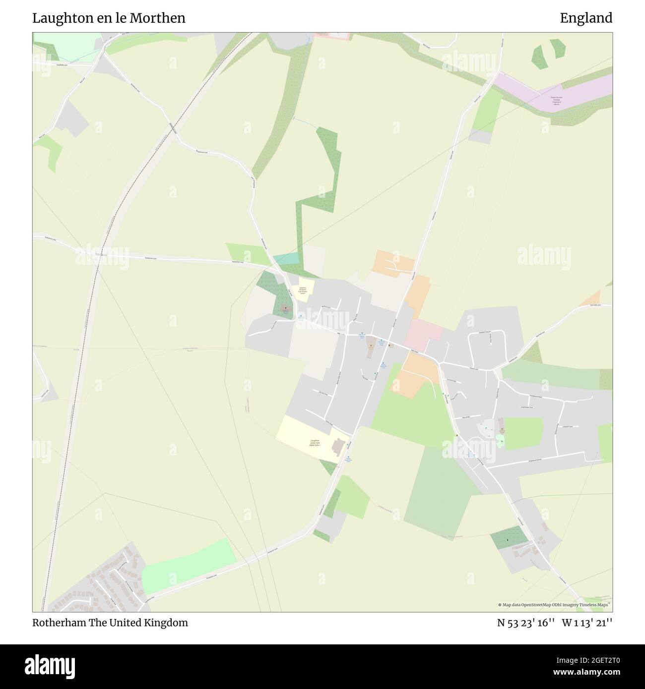 Laughton en le Morthen, Rotherham, Vereinigtes Königreich, England, N 53 23' 16'', W 1 13' 21'', map, Timeless Map veröffentlicht im Jahr 2021. Reisende, Entdecker und Abenteurer wie Florence Nightingale, David Livingstone, Ernest Shackleton, Lewis and Clark und Sherlock Holmes haben sich bei der Planung von Reisen zu den entlegensten Ecken der Welt auf Karten verlassen.Timeless Maps kartiert die meisten Orte auf der Welt und zeigt die Verwirklichung großer Träume Stockfoto