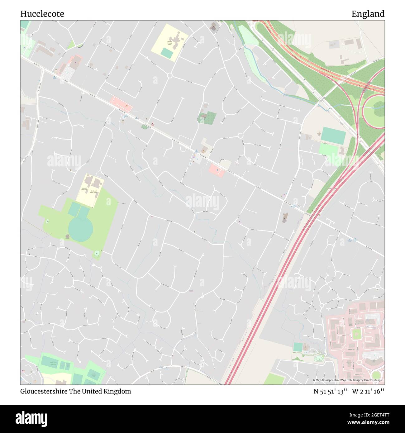 Hucclecote, Gloucestershire, Großbritannien, England, N 51 51' 13'', W 2 11' 16'', map, Timeless Map veröffentlicht im Jahr 2021. Reisende, Entdecker und Abenteurer wie Florence Nightingale, David Livingstone, Ernest Shackleton, Lewis and Clark und Sherlock Holmes haben sich bei der Planung von Reisen zu den entlegensten Ecken der Welt auf Karten verlassen.Timeless Maps kartiert die meisten Orte auf der Welt und zeigt die Verwirklichung großer Träume Stockfoto