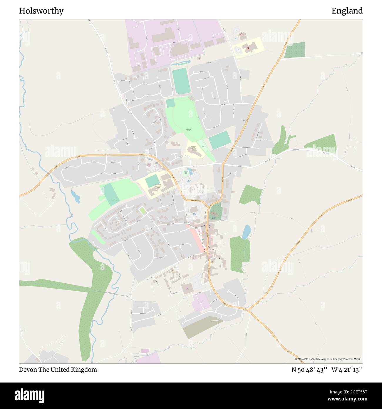 Holsworthy, Devon, Vereinigtes Königreich, England, N 50 48' 43'', W 4 21' 13'', map, Timeless Map veröffentlicht im Jahr 2021. Reisende, Entdecker und Abenteurer wie Florence Nightingale, David Livingstone, Ernest Shackleton, Lewis and Clark und Sherlock Holmes haben sich bei der Planung von Reisen zu den entlegensten Ecken der Welt auf Karten verlassen.Timeless Maps kartiert die meisten Orte auf der Welt und zeigt die Verwirklichung großer Träume Stockfoto