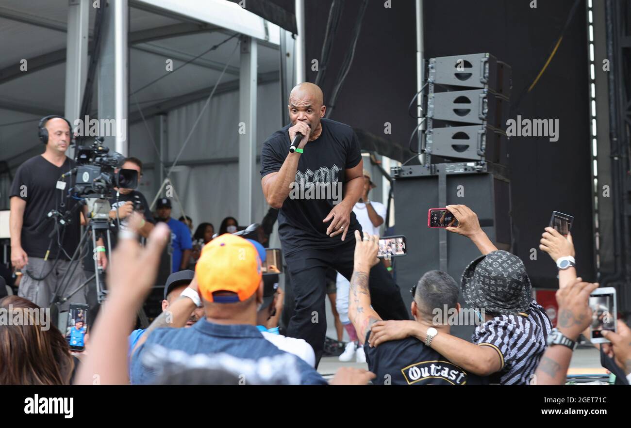 Forest Hills Stadium, Queens, New York, USA, August 20, 2021 - Darryl McDaniels von DMC während der Hip Hop Summer NYC Homecoming Concert Series 2021 heute im Queens Forest Hills Stadium Foto: Luiz Rampelotto/EuropaNewswire FOTOKREDIT ERFORDERLICH. Quelle: dpa picture Alliance/Alamy Live News Stockfoto