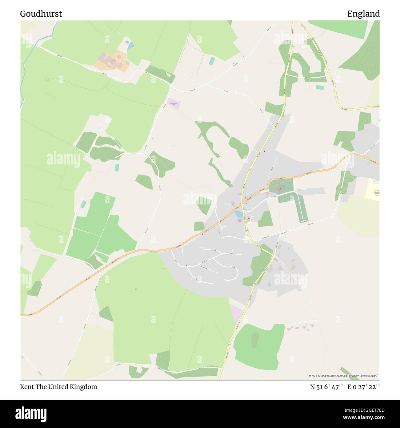 Goudhurst, Kent, Vereinigtes Königreich, England, N 51 6' 47'', E 0 27' 22'', map, Timeless Map veröffentlicht im Jahr 2021. Reisende, Entdecker und Abenteurer wie Florence Nightingale, David Livingstone, Ernest Shackleton, Lewis and Clark und Sherlock Holmes haben sich bei der Planung von Reisen zu den entlegensten Ecken der Welt auf Karten verlassen.Timeless Maps kartiert die meisten Orte auf der Welt und zeigt die Verwirklichung großer Träume Stockfoto