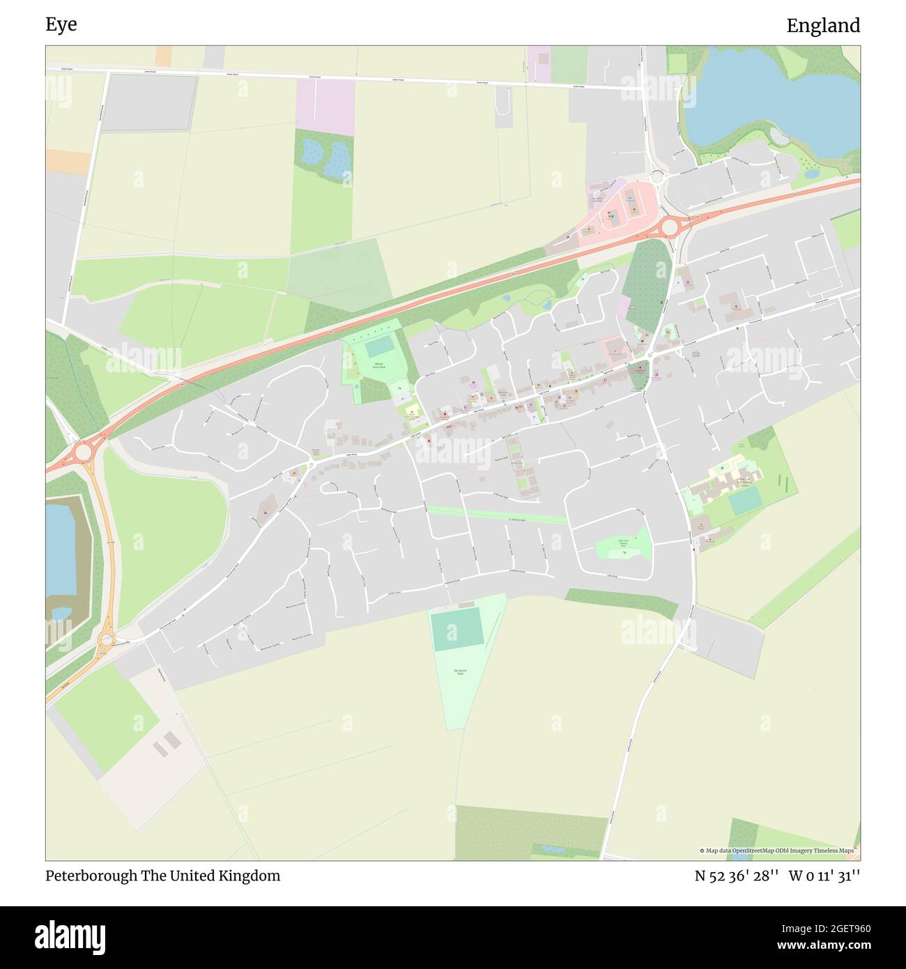 Eye, Peterborough, Großbritannien, England, N 52 36' 28'', W 0 11' 31'', map, Timeless Map veröffentlicht im Jahr 2021. Reisende, Entdecker und Abenteurer wie Florence Nightingale, David Livingstone, Ernest Shackleton, Lewis and Clark und Sherlock Holmes haben sich bei der Planung von Reisen zu den entlegensten Ecken der Welt auf Karten verlassen.Timeless Maps kartiert die meisten Orte auf der Welt und zeigt die Verwirklichung großer Träume Stockfoto