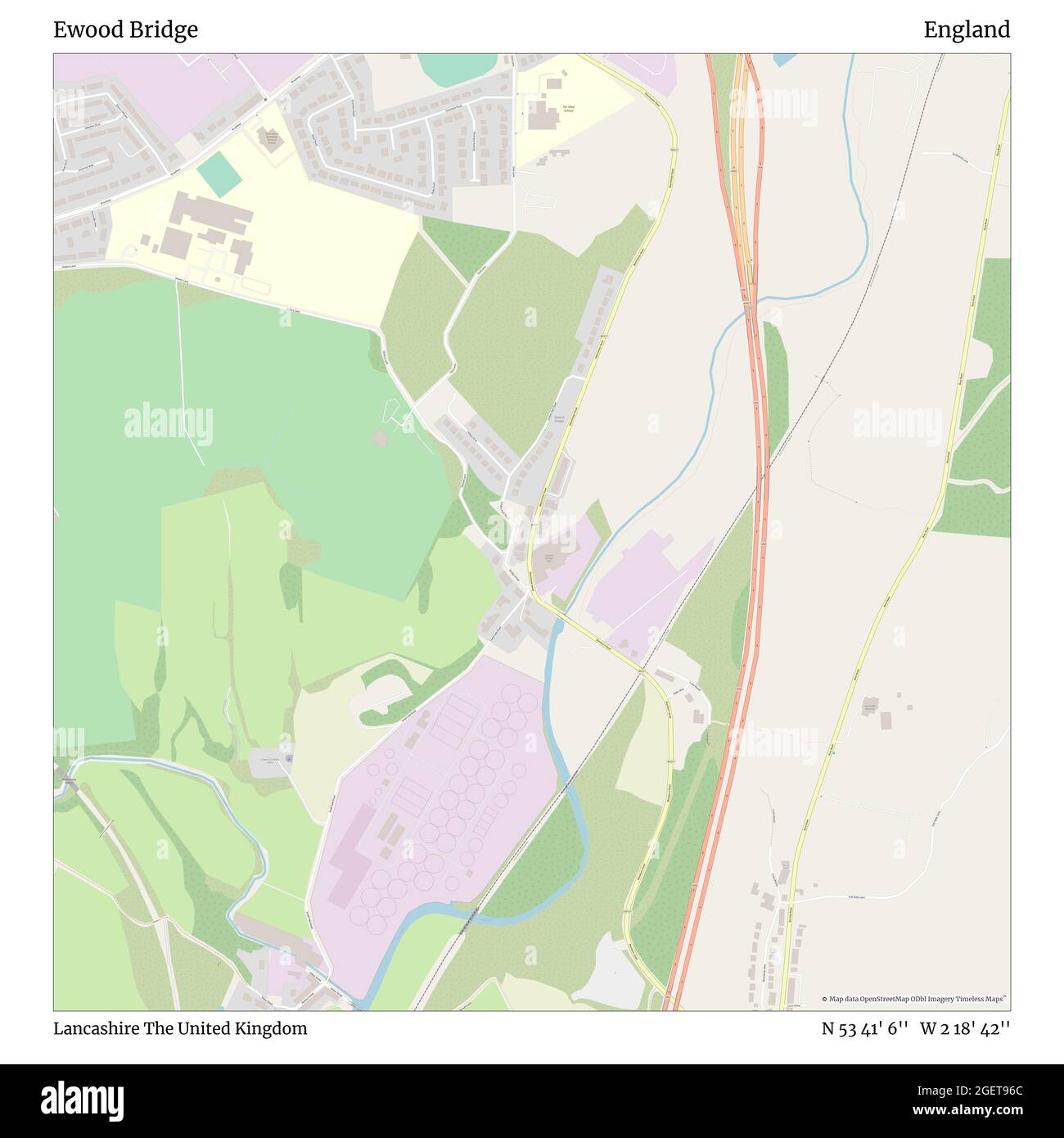 Ewood Bridge, Lancashire, Großbritannien, England, N 53 41' 6'', W 2 18' 42'', map, Timeless Map veröffentlicht im Jahr 2021. Reisende, Entdecker und Abenteurer wie Florence Nightingale, David Livingstone, Ernest Shackleton, Lewis and Clark und Sherlock Holmes haben sich bei der Planung von Reisen zu den entlegensten Ecken der Welt auf Karten verlassen.Timeless Maps kartiert die meisten Orte auf der Welt und zeigt die Verwirklichung großer Träume Stockfoto