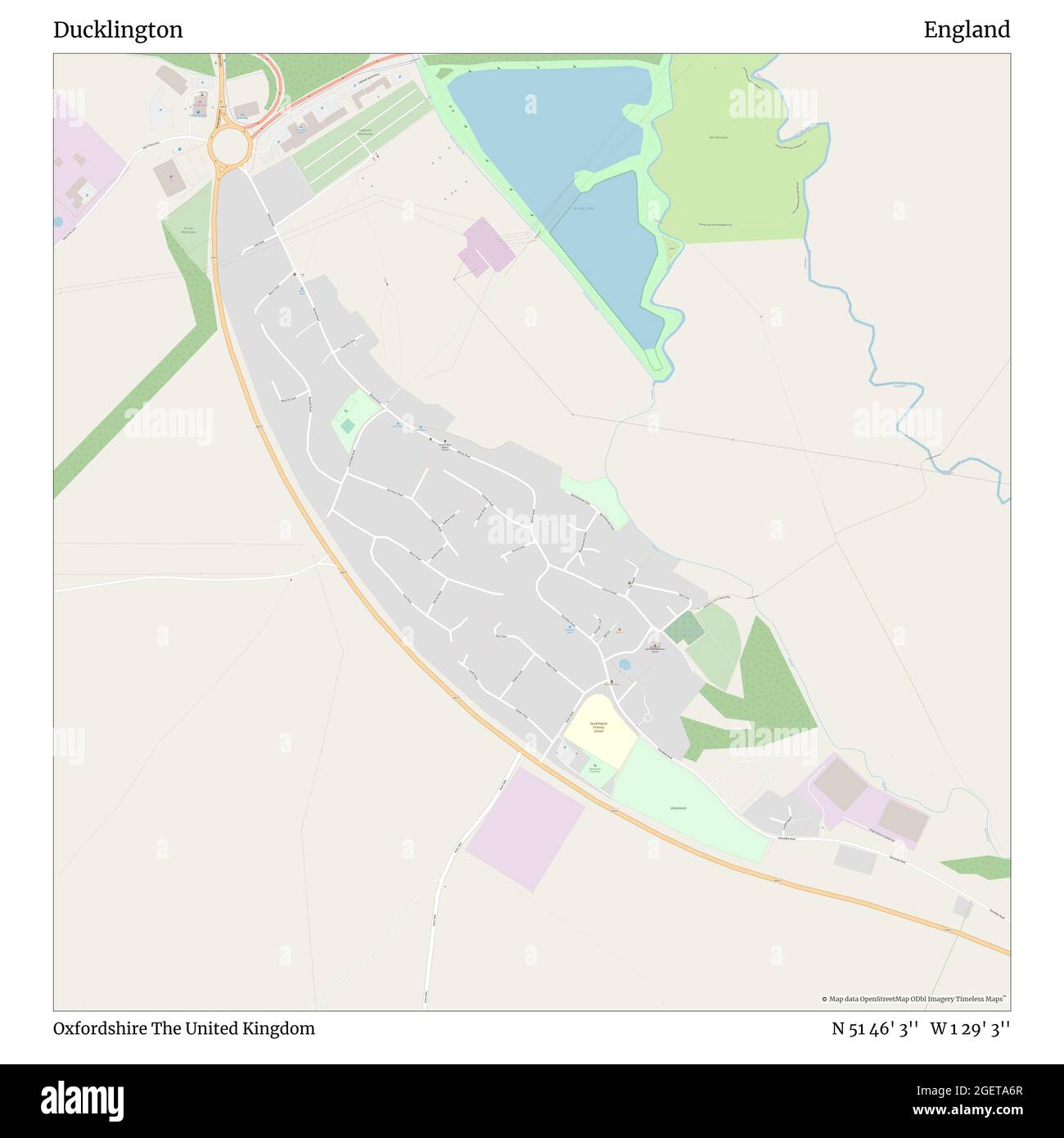 Ducklington, Oxfordshire, Großbritannien, England, N 51 46' 3'', W 1 29' 3'', map, Timeless Map veröffentlicht im Jahr 2021. Reisende, Entdecker und Abenteurer wie Florence Nightingale, David Livingstone, Ernest Shackleton, Lewis and Clark und Sherlock Holmes haben sich bei der Planung von Reisen zu den entlegensten Ecken der Welt auf Karten verlassen.Timeless Maps kartiert die meisten Orte auf der Welt und zeigt die Verwirklichung großer Träume Stockfoto