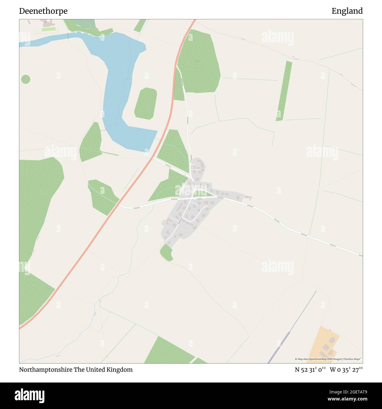 Deenethorpe, Northamptonshire, Großbritannien, England, N 52 31' 0'', W 0 35' 27'', map, Timeless Map veröffentlicht im Jahr 2021. Reisende, Entdecker und Abenteurer wie Florence Nightingale, David Livingstone, Ernest Shackleton, Lewis and Clark und Sherlock Holmes haben sich bei der Planung von Reisen zu den entlegensten Ecken der Welt auf Karten verlassen.Timeless Maps kartiert die meisten Orte auf der Welt und zeigt die Verwirklichung großer Träume Stockfoto