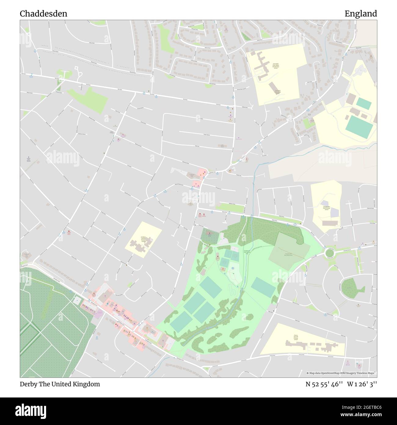 Chaddesden, Derby, Großbritannien, England, N 52 55' 46'', W 1 26' 3'', map, Timeless Map veröffentlicht im Jahr 2021. Reisende, Entdecker und Abenteurer wie Florence Nightingale, David Livingstone, Ernest Shackleton, Lewis and Clark und Sherlock Holmes haben sich bei der Planung von Reisen zu den entlegensten Ecken der Welt auf Karten verlassen.Timeless Maps kartiert die meisten Orte auf der Welt und zeigt die Verwirklichung großer Träume Stockfoto