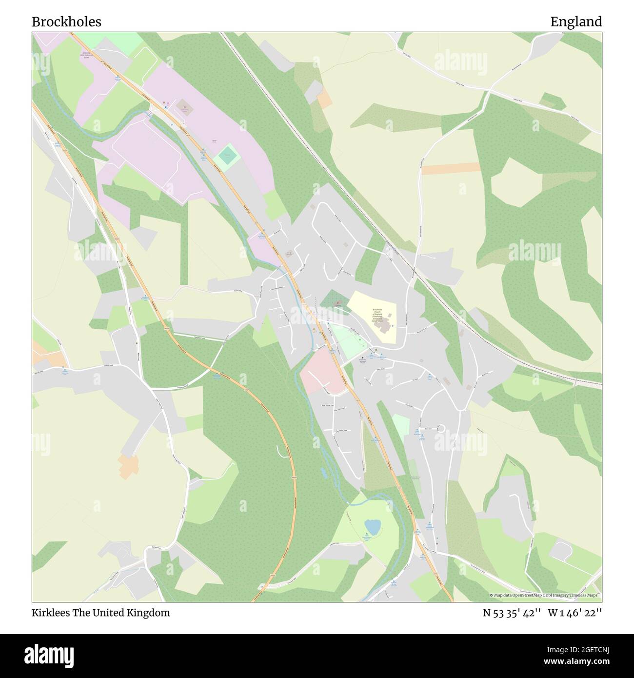 Brockholes, Kirklees, Großbritannien, England, N 53 35' 42'', W 1 46' 22'', map, Timeless Map