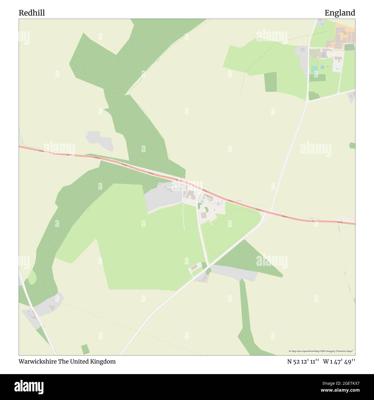 Redhill, Warwickshire, Großbritannien, England, N 52 12' 11'', W 1 47' 49'', map, Timeless Map veröffentlicht im Jahr 2021. Reisende, Entdecker und Abenteurer wie Florence Nightingale, David Livingstone, Ernest Shackleton, Lewis and Clark und Sherlock Holmes haben sich bei der Planung von Reisen zu den entlegensten Ecken der Welt auf Karten verlassen.Timeless Maps kartiert die meisten Orte auf der Welt und zeigt die Verwirklichung großer Träume Stockfoto