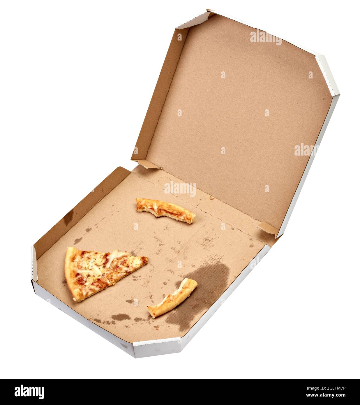 Pizzakarton Essen Karton Lieferung Paket Mahlzeit Abendessen Mittagessen Stockfoto