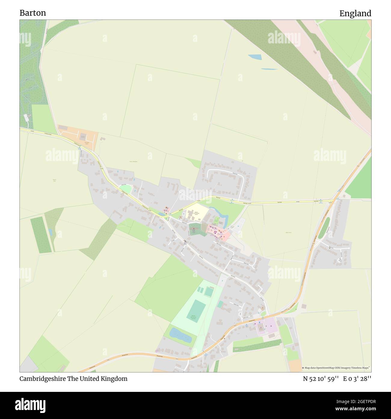 Barton, Cambridgeshire, Großbritannien, England, N 52 10' 59'', E 0 3' 28'', map, Timeless Map veröffentlicht im Jahr 2021. Reisende, Entdecker und Abenteurer wie Florence Nightingale, David Livingstone, Ernest Shackleton, Lewis and Clark und Sherlock Holmes haben sich bei der Planung von Reisen zu den entlegensten Ecken der Welt auf Karten verlassen.Timeless Maps kartiert die meisten Orte auf der Welt und zeigt die Verwirklichung großer Träume Stockfoto