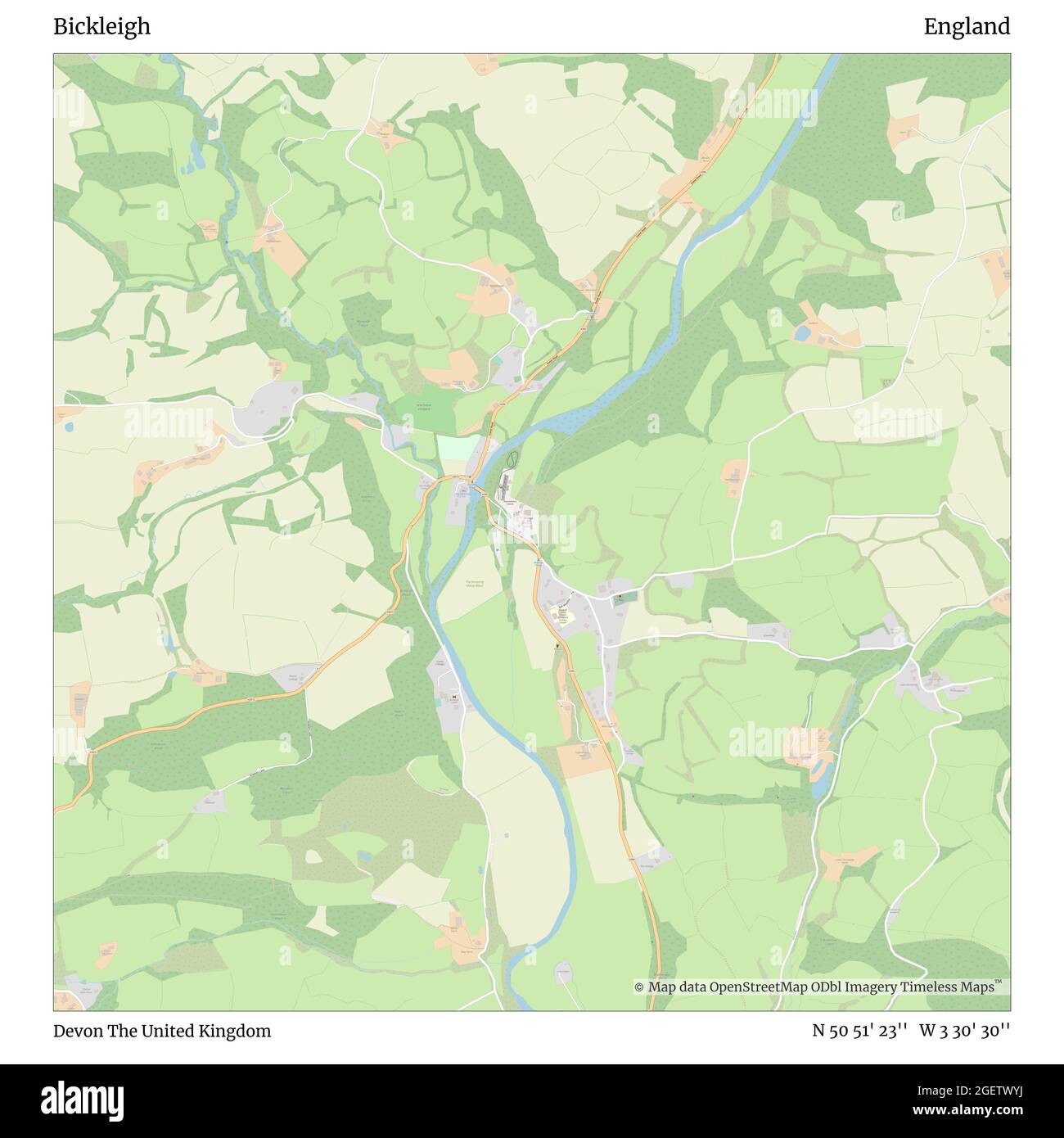 Bickleigh, Devon, Vereinigtes Königreich, England, N 50 51' 23'', W 3 30' 30'', map, Timeless Map veröffentlicht im Jahr 2021. Reisende, Entdecker und Abenteurer wie Florence Nightingale, David Livingstone, Ernest Shackleton, Lewis and Clark und Sherlock Holmes haben sich bei der Planung von Reisen zu den entlegensten Ecken der Welt auf Karten verlassen.Timeless Maps kartiert die meisten Orte auf der Welt und zeigt die Verwirklichung großer Träume Stockfoto