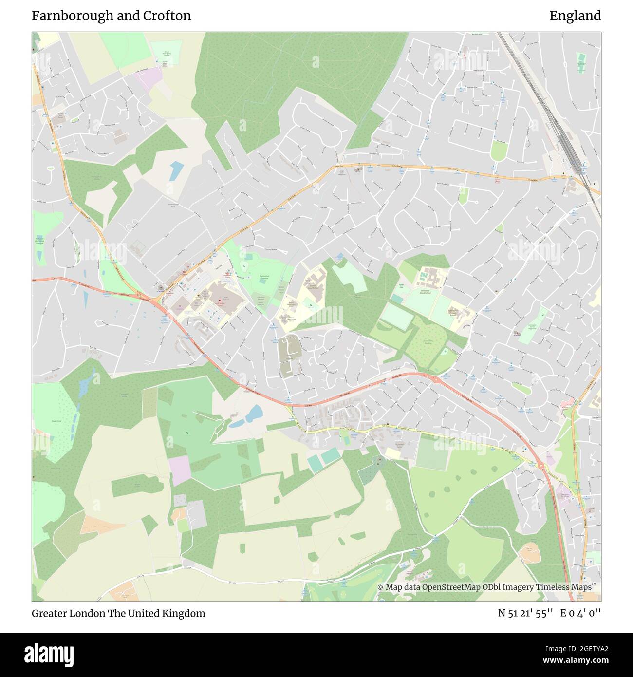 Farnborough and Crofton, Greater London, Großbritannien, England, N 51 21' 55'', E 0 4' 0'', map, Timeless Map veröffentlicht im Jahr 2021. Reisende, Entdecker und Abenteurer wie Florence Nightingale, David Livingstone, Ernest Shackleton, Lewis and Clark und Sherlock Holmes haben sich bei der Planung von Reisen zu den entlegensten Ecken der Welt auf Karten verlassen.Timeless Maps kartiert die meisten Orte auf der Welt und zeigt die Verwirklichung großer Träume Stockfoto