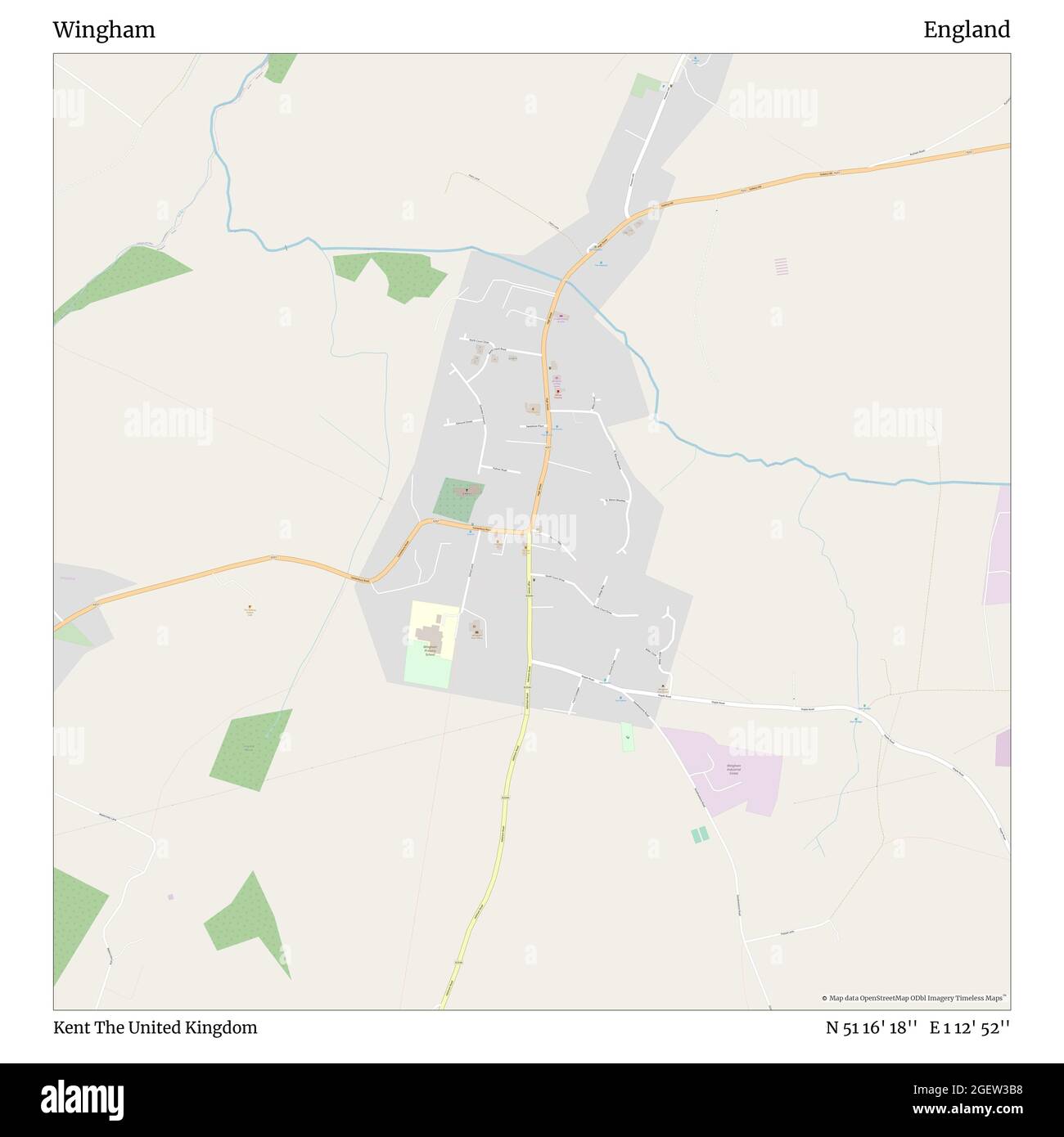 Wingham, Kent, Vereinigtes Königreich, England, N 51 16' 18'', E 1 12' 52'', map, Timeless Map veröffentlicht im Jahr 2021. Reisende, Entdecker und Abenteurer wie Florence Nightingale, David Livingstone, Ernest Shackleton, Lewis and Clark und Sherlock Holmes haben sich bei der Planung von Reisen zu den entlegensten Ecken der Welt auf Karten verlassen.Timeless Maps kartiert die meisten Orte auf der Welt und zeigt die Verwirklichung großer Träume Stockfoto