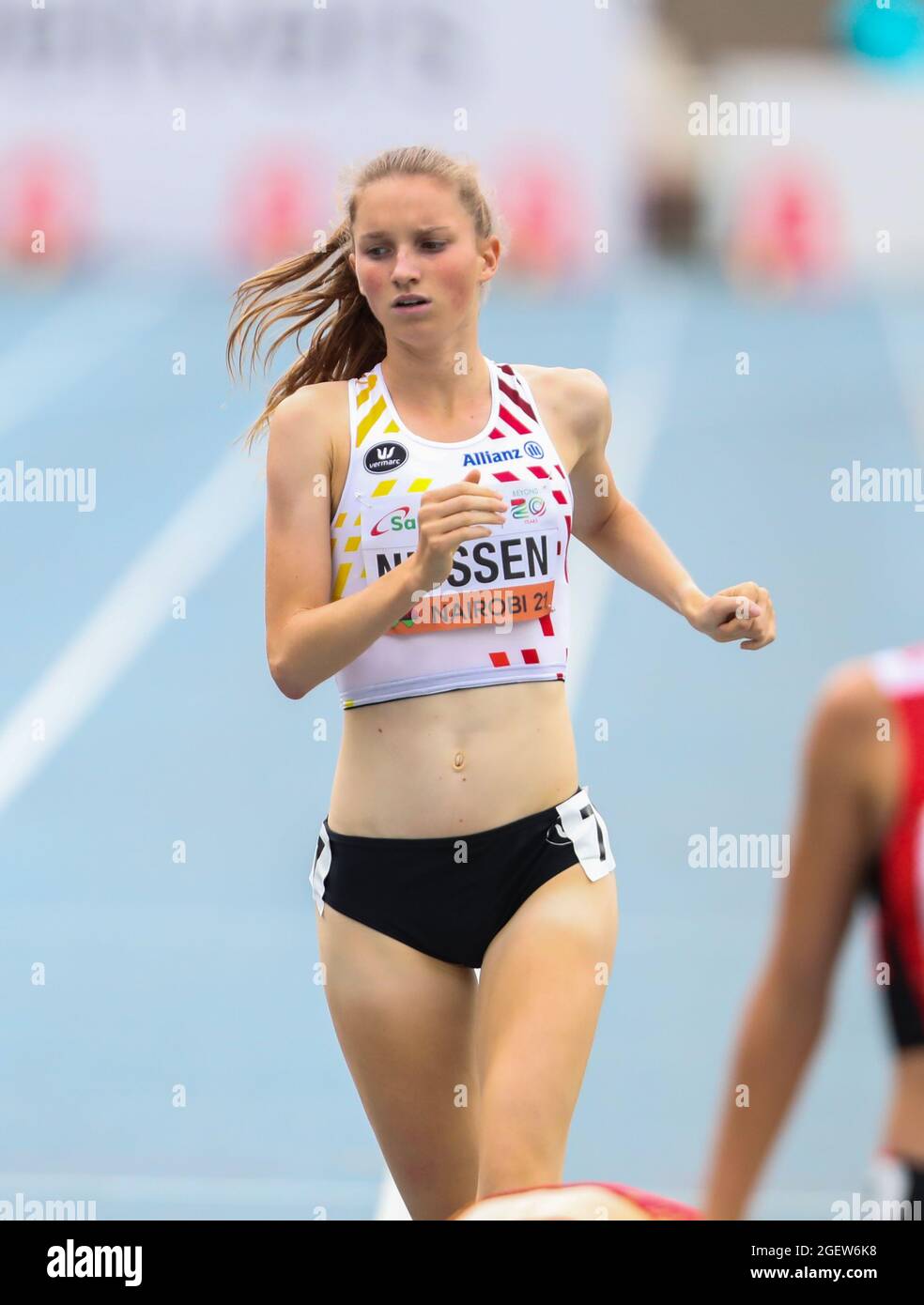 Die belgische Athletin Annelies Nijssen wurde während des 800-Meter-Rennens der Frauen bei den U20-Weltmeisterschaften der Leichtathletik am Samstag, den 21. August 2021 in Aktion gezeigt Stockfoto