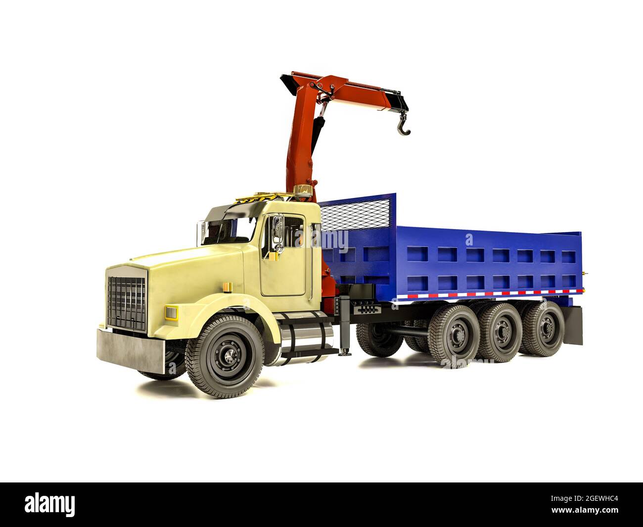3d-Rendering von Boom Truck auf weißem Hintergrund Stockfoto