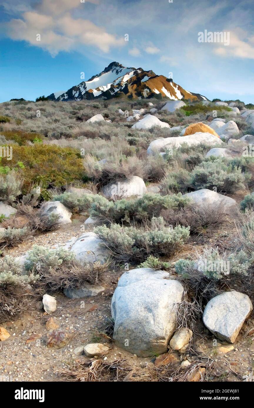 Mt. McGee und Boulders, Sierra Nevada, Kalifornien. Stockfoto