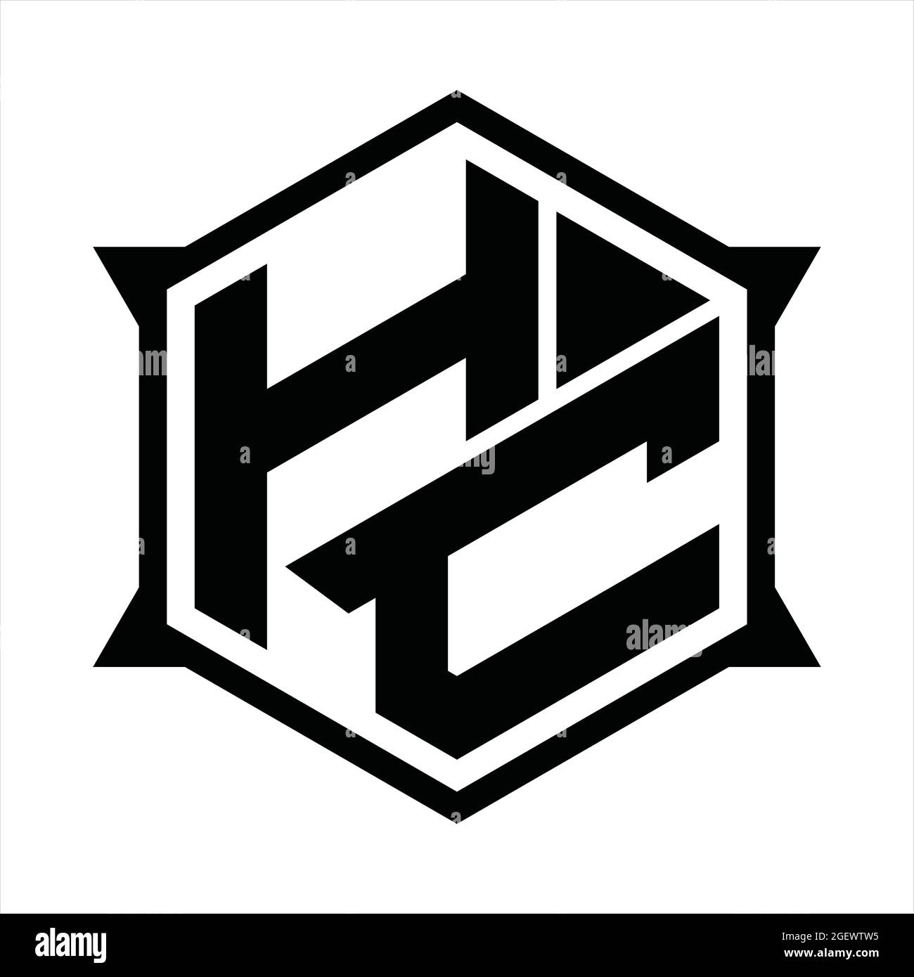 HC Logo-Monogramm mit Sechseck und scharfer Formvorlage Stock Vektor