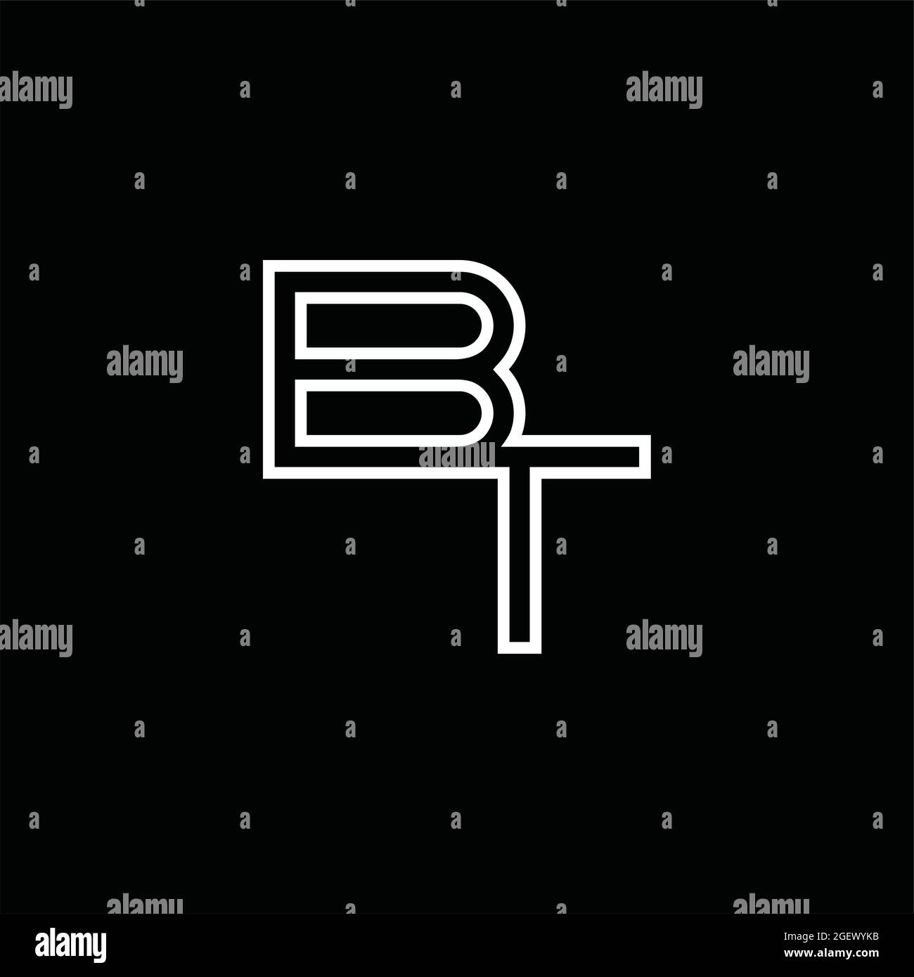 BT Logo Monogramm mit Linie Stil Blackground Design Vorlage Stock Vektor