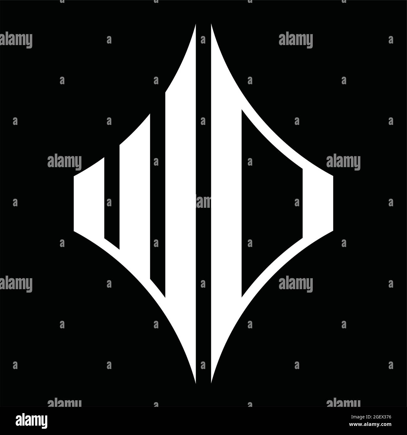 WD-Logo-Monogramm mit Sternform auf schwarzem Grund Design-Vorlage Stock Vektor