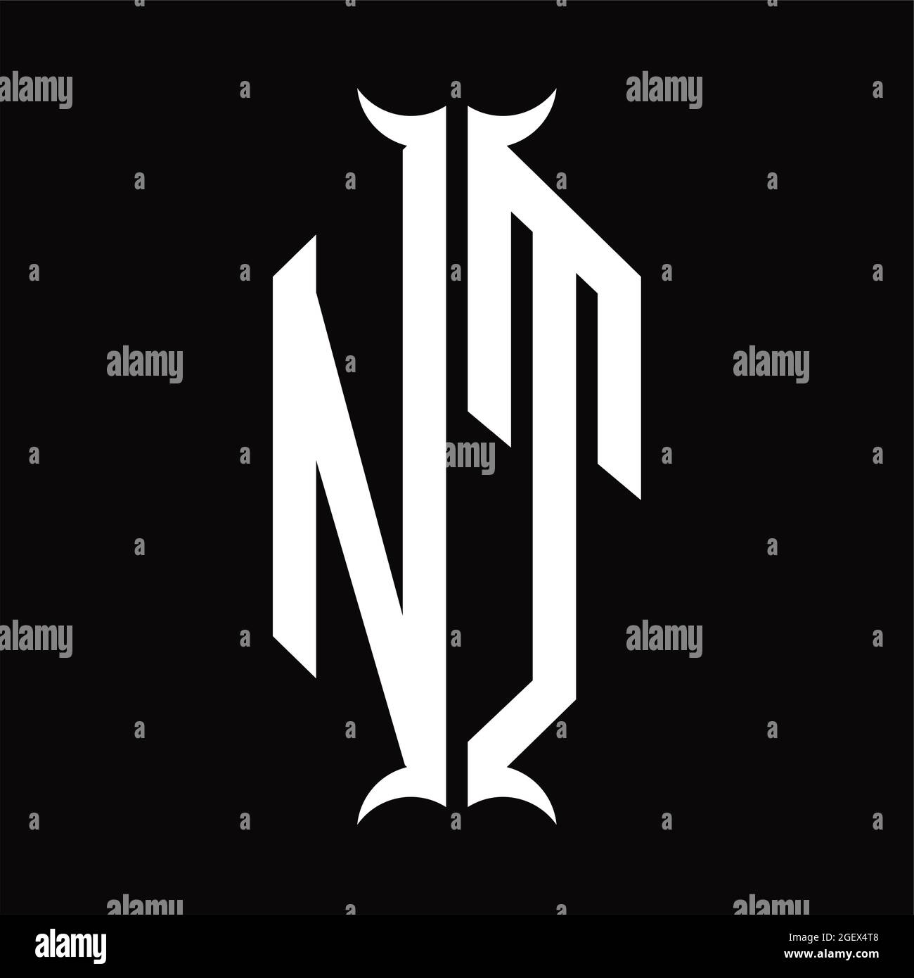 NT Logo Monogramm mit Horn Form Design-Vorlage Stock Vektor