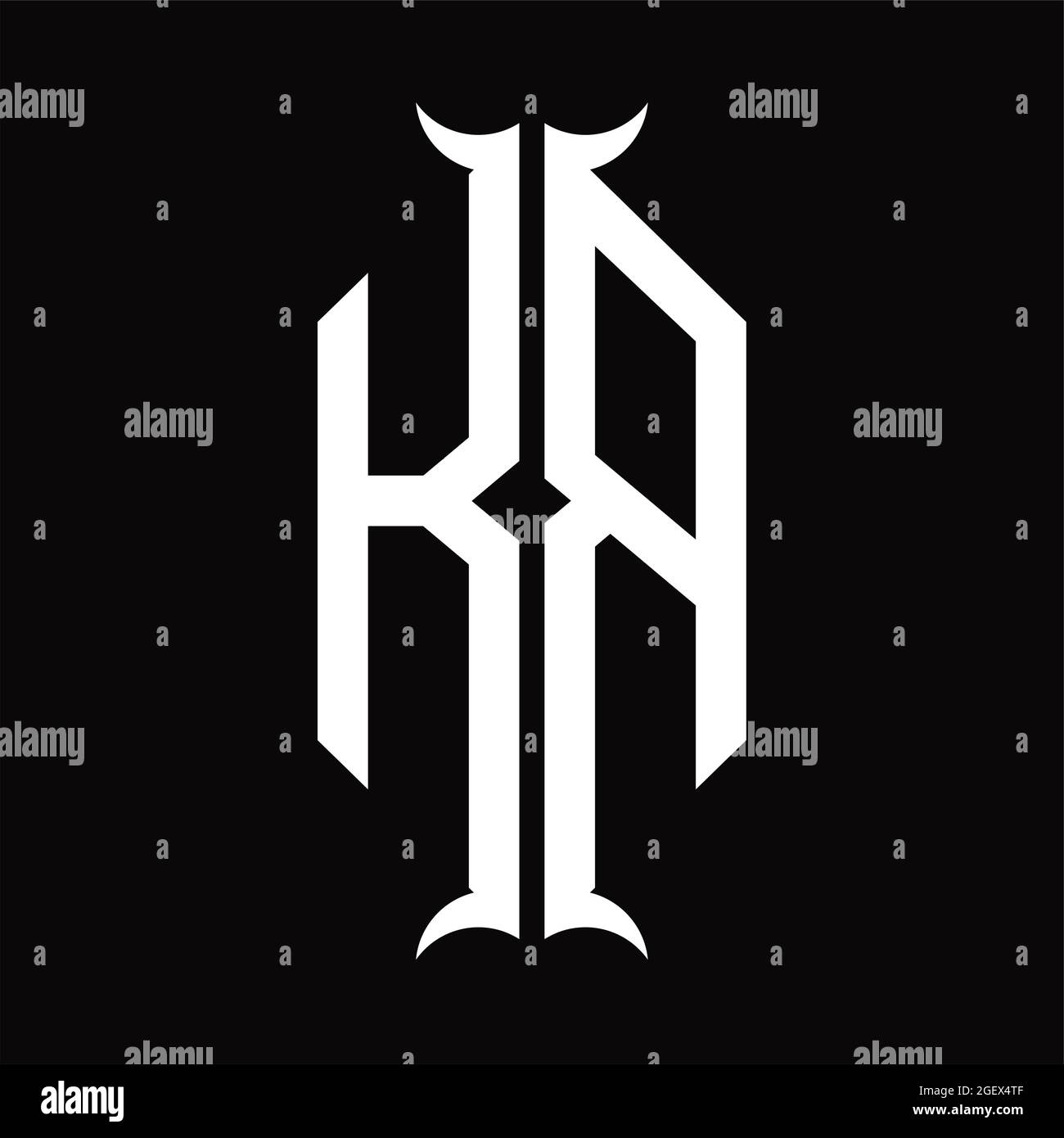 KR Logo Monogramm mit Horn Form Design-Vorlage Stock Vektor