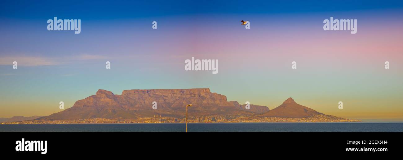 Panorama Tafelberg und Löwenkopf in Kapstadt Südafrika Stockfoto