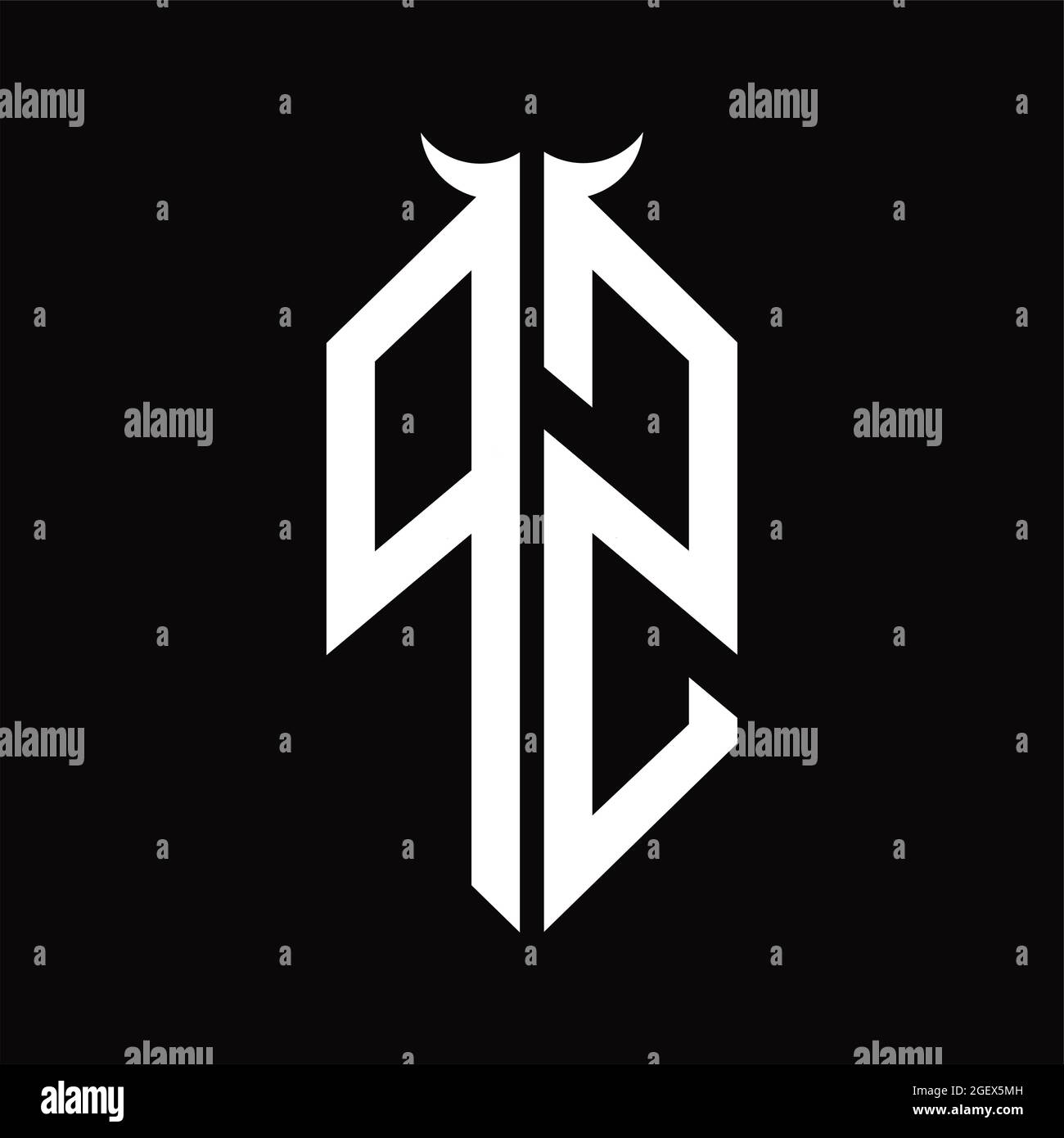 PS-Logo-Monogramm mit Design-Vorlage in Hornform Stock Vektor