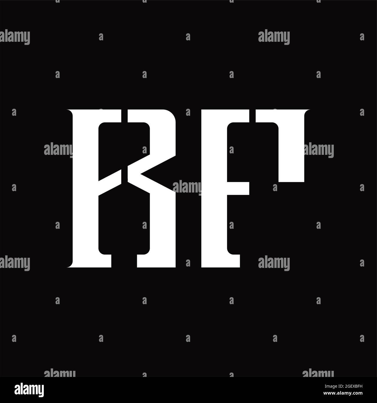 RF-Logo-Monogramm mit mittlerer Scheibe auf Blackground-Designvorlage Stock Vektor